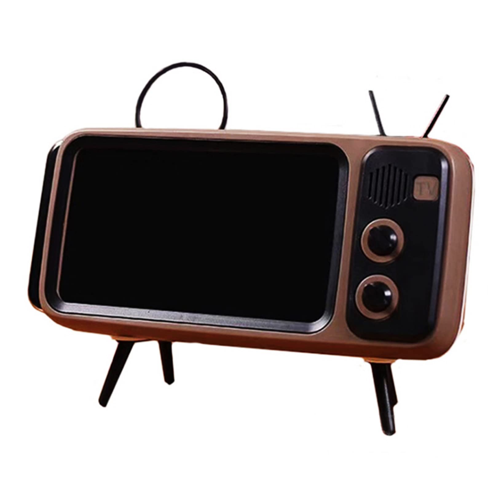 Universal Retro TV Style Phone Stand - Portable Desktop Mobile Phone Holder & Mount Bracket for Coffee Table, Office Desk, Bedside (Perfect for Watching Videos, Video Calls & Hands-Free Use)