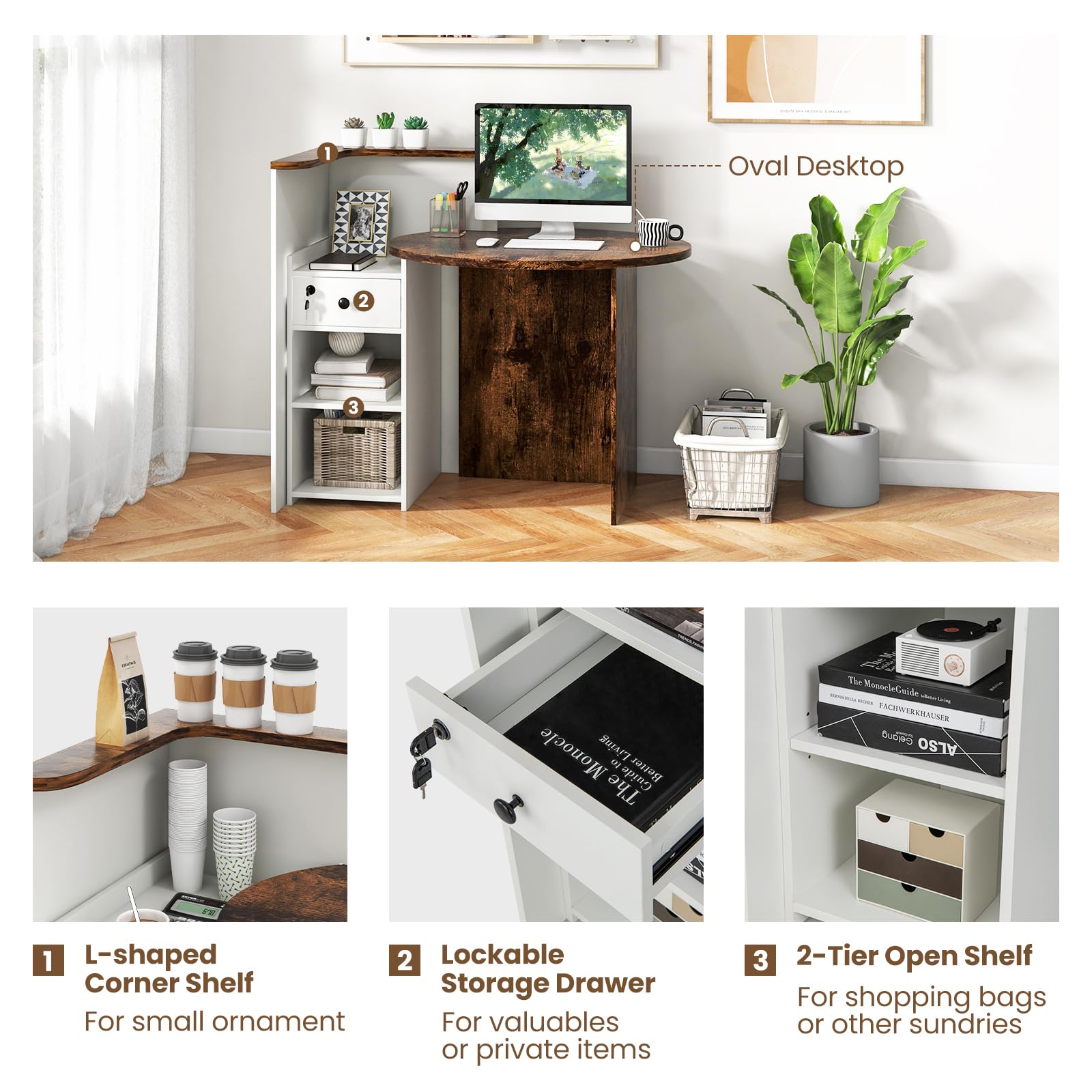 Giantex Reception Desk with Lockable Drawer - 63