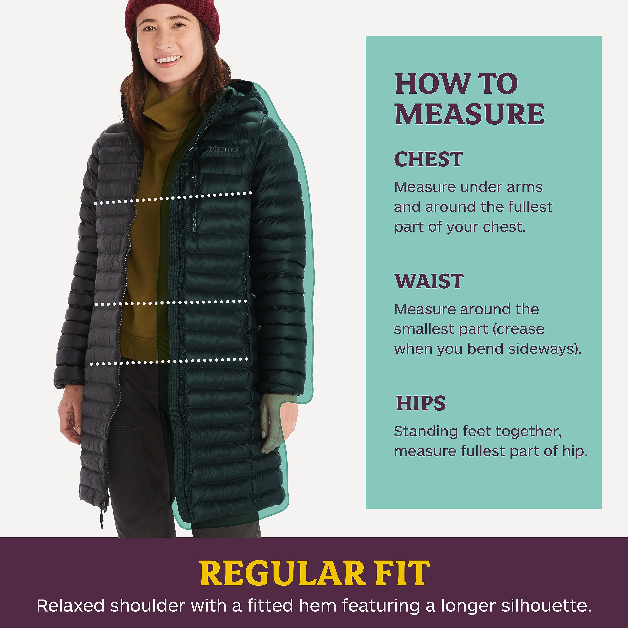 MARMOT Women's Lightweight Down-Alternative Puffer Jacket with Hood - Mid-Thigh Length Featherless Winter Coat for Hiking, Travel & Outdoor Activities
