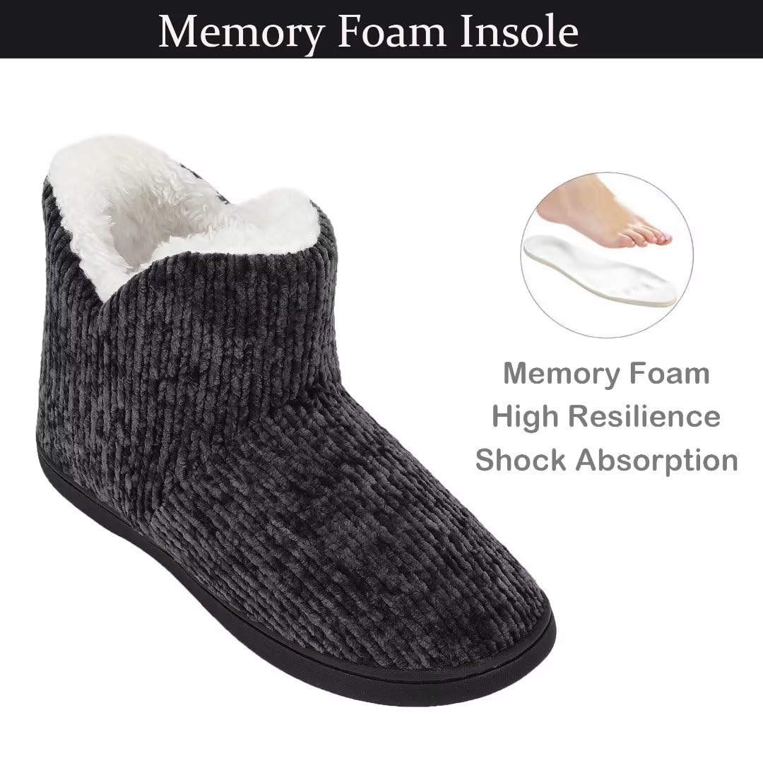 TUOBUQU Women's Cozy Fluffy Plush Bootie Slippers - Warm Indoor/Outdoor Winter House Shoes for Comfort & Style - Perfect for Home, Office, and Cold Weather Wear