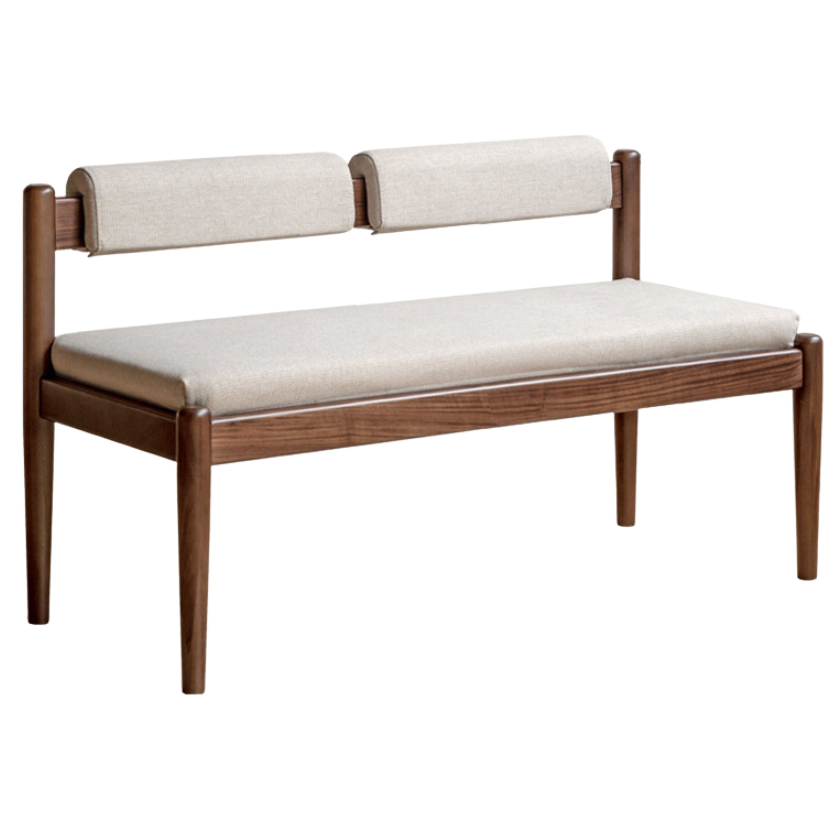 49.2x18.5x25.6 inch /125x47.5x65сm / Rich Dark Walnut color/  Black walnut long bench fabric gravel white