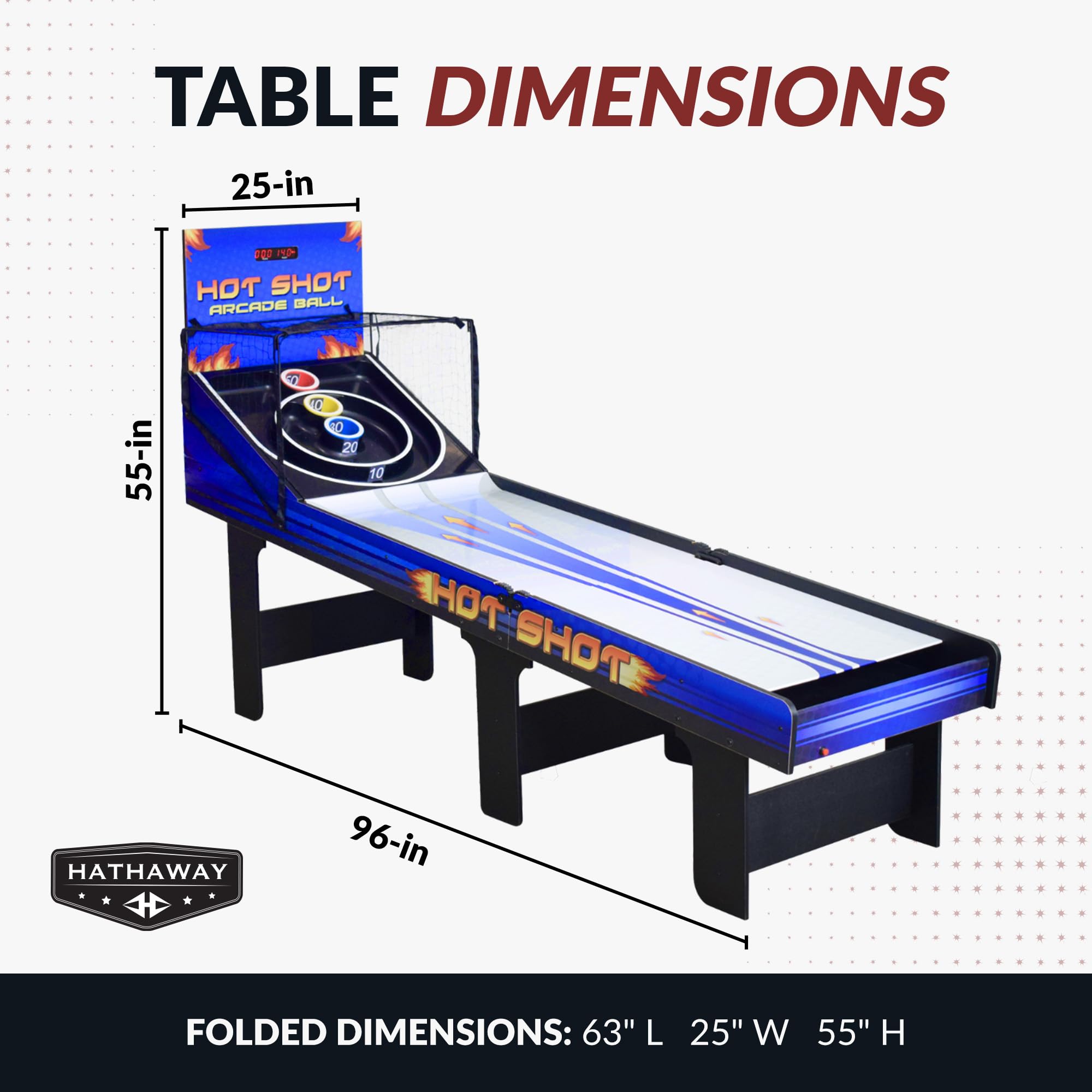 Hot Shot 8-Foot Arcade Ball Table - Fun Indoor Game for Family & Friends - Perfect for Game Rooms, Parties, and Recreation Centers