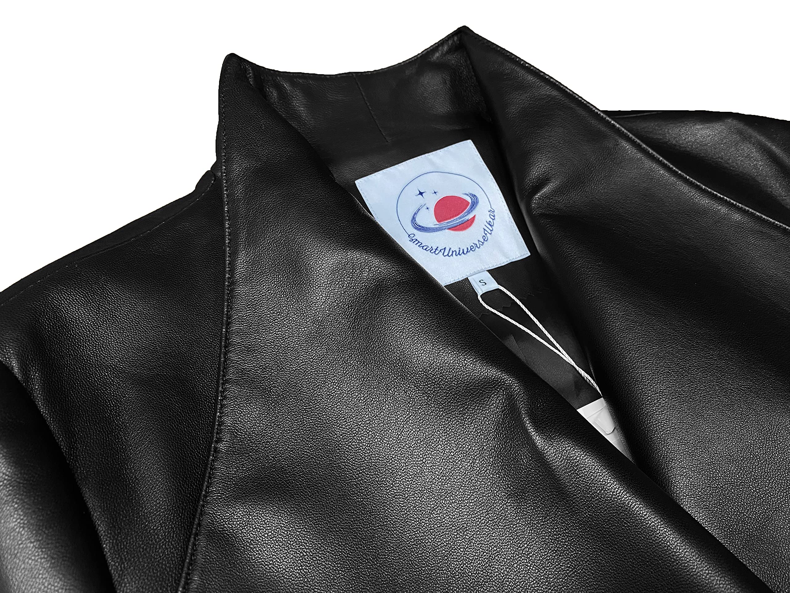 Women's Genuine Lambskin Leather Trench Coat - Black Long Belted Jacket for Fall & Winter | SmartUniverseWear | Perfect for Office, Dating & Formal Occasions
