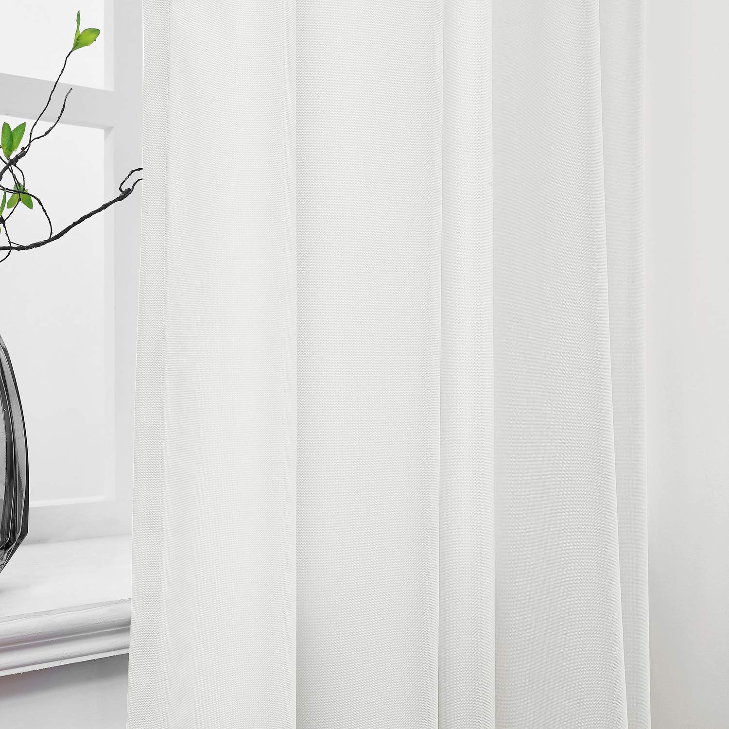 Flame Retardant White Privacy Room Divider Curtain - 9ft x 8ft SPA Partition with Mesh Top & Nickel Grommets - Perfect for Hospitals, Offices, and Home Privacy Screens