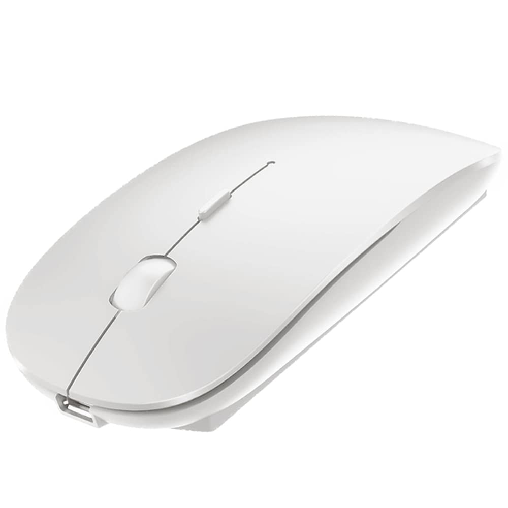 Wireless Bluetooth Mouse for MacBook, Laptop, PC, iPad & Chromebook - Compatible with MacBook Air/Pro - Ergonomic Portable Computer Mouse (White) - Perfect for Office, Travel & Remote Work