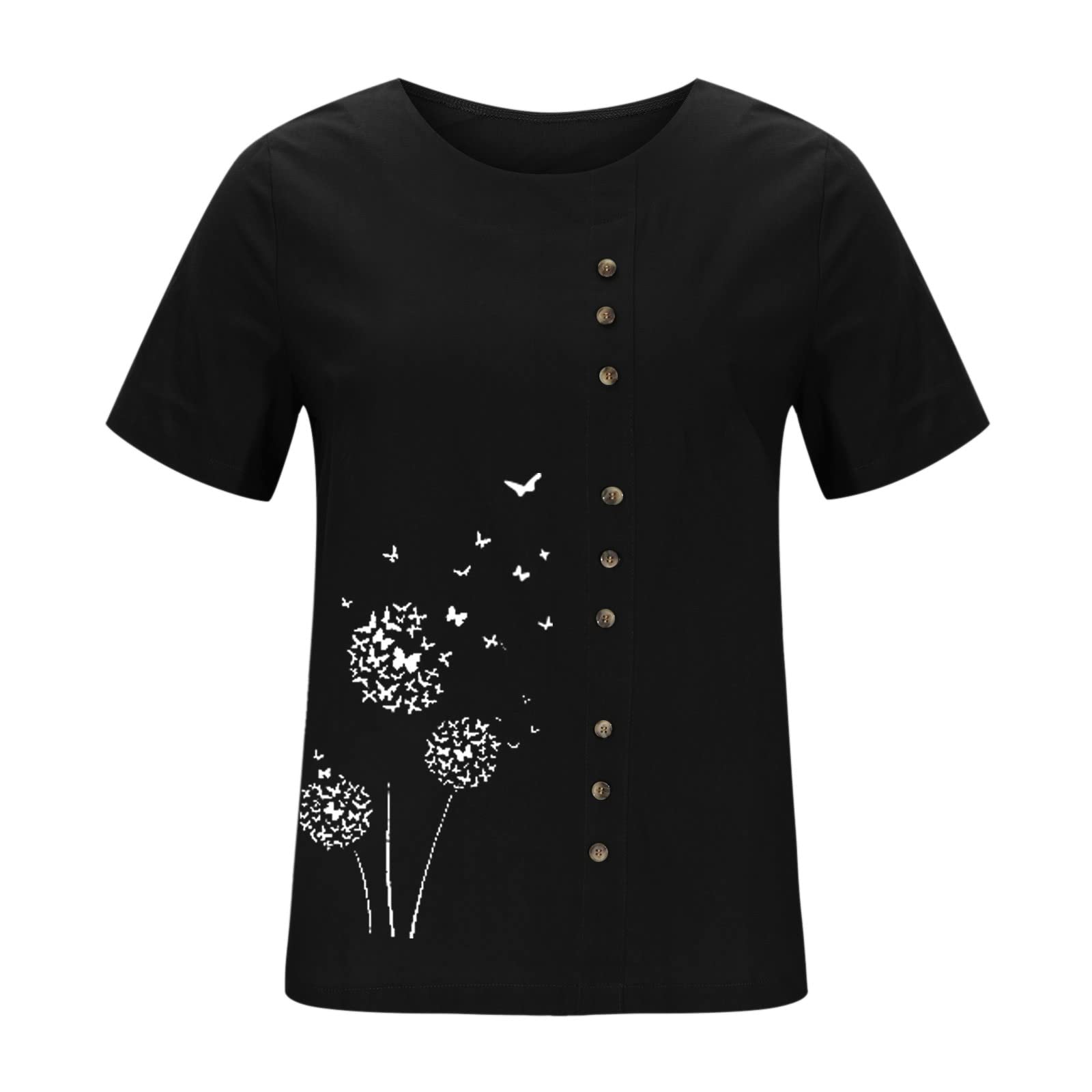 Women's Floral Print Short Sleeve T-Shirt - Summer Casual Crew Neck Top for Athletic Wear, Gym, Running & Outdoor Activities