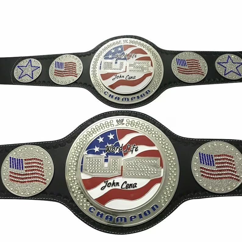 Authentic John Cena Spinner Championship Belt - US Wrestling Replica Title 2mm Thick - Perfect for WWE Fans, Cosplay & Collectors