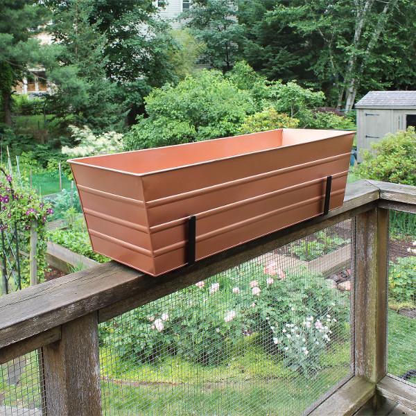 Decorative Flower Box with Sturdy Railing Brackets - Perfect for Balcony, Deck, and Window Garden Decor