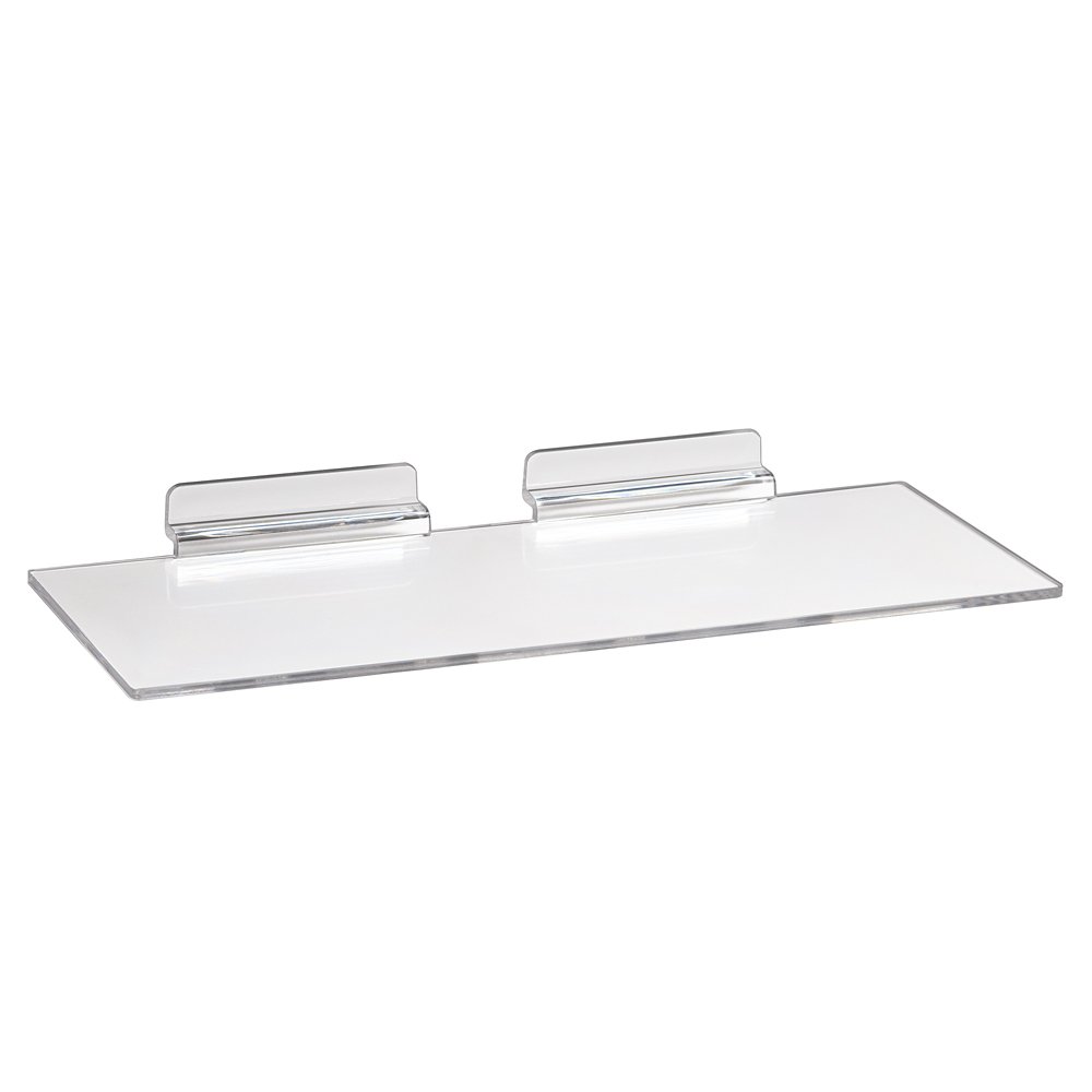 Econoco Clear Styrene Utility Shelves for Slatwall - Pack of 100 | Durable Display Shelves for Shoes, Electronics, Beauty Products & Retail Merchandise | Perfect for Store Displays, Boutiques & Trade Show Booths