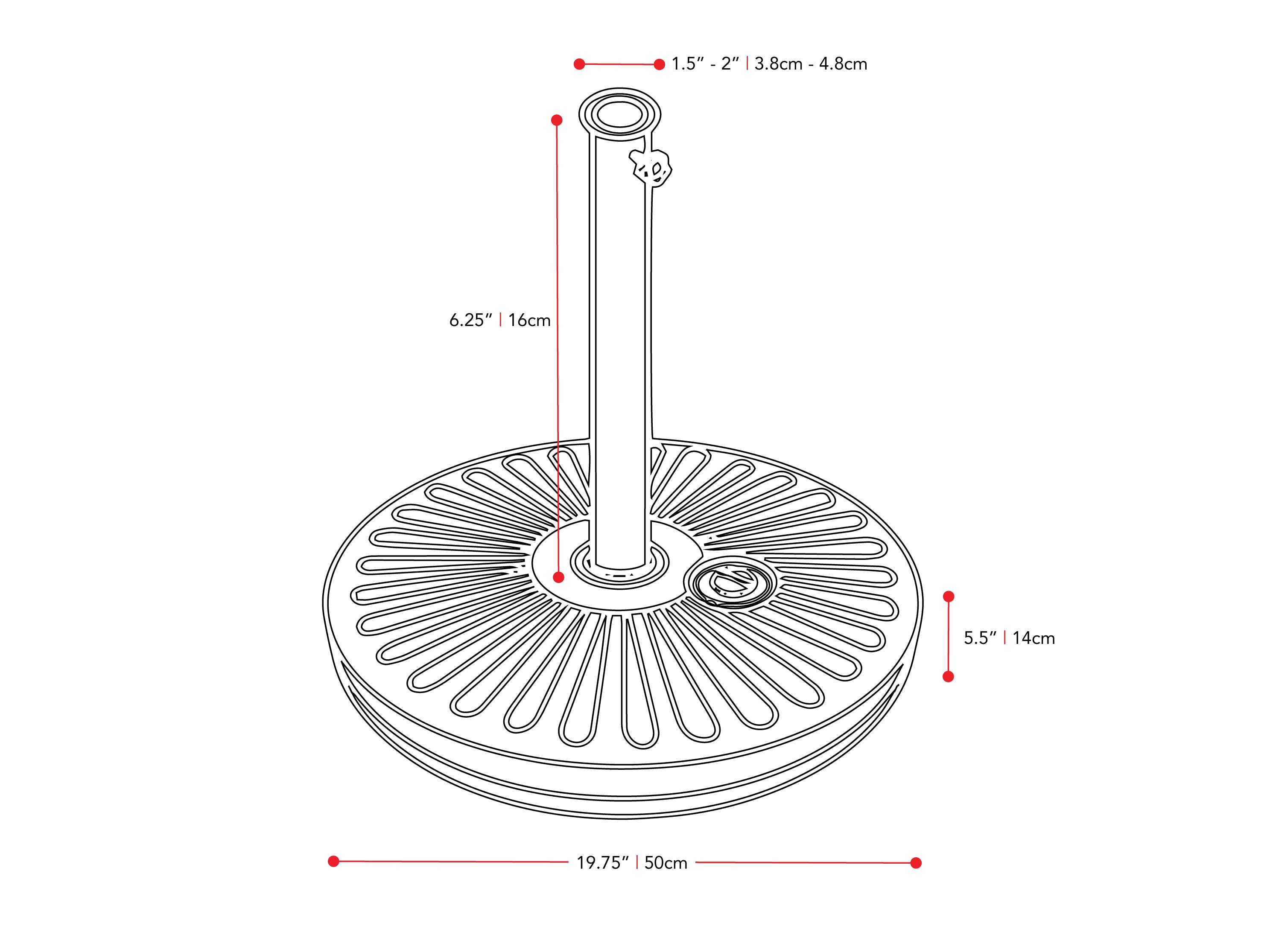 Heavy Duty Round Umbrella Base - Outdoor Patio, Garden, Poolside Weighted Stand for Market Umbrellas - Perfect for Decks, Backyards & Commercial Use