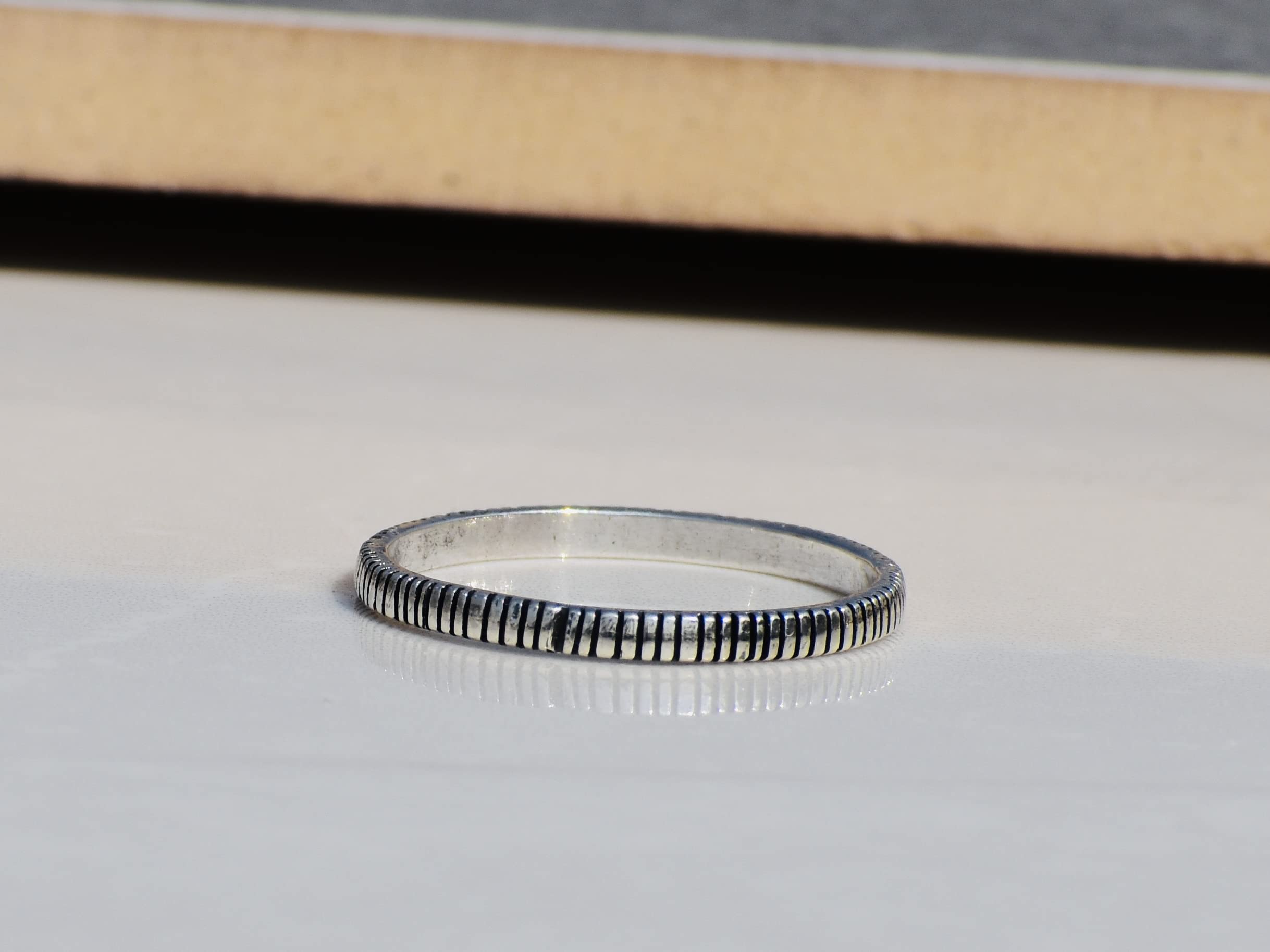 Stackable Sterling Silver Thin Rings for Women - Handmade Ridged Stacking Rings Set, Minimalist Everyday Jewelry, Perfect Gift for Her (H) | Ideal for Layering, Daily Wear & Special Occasions