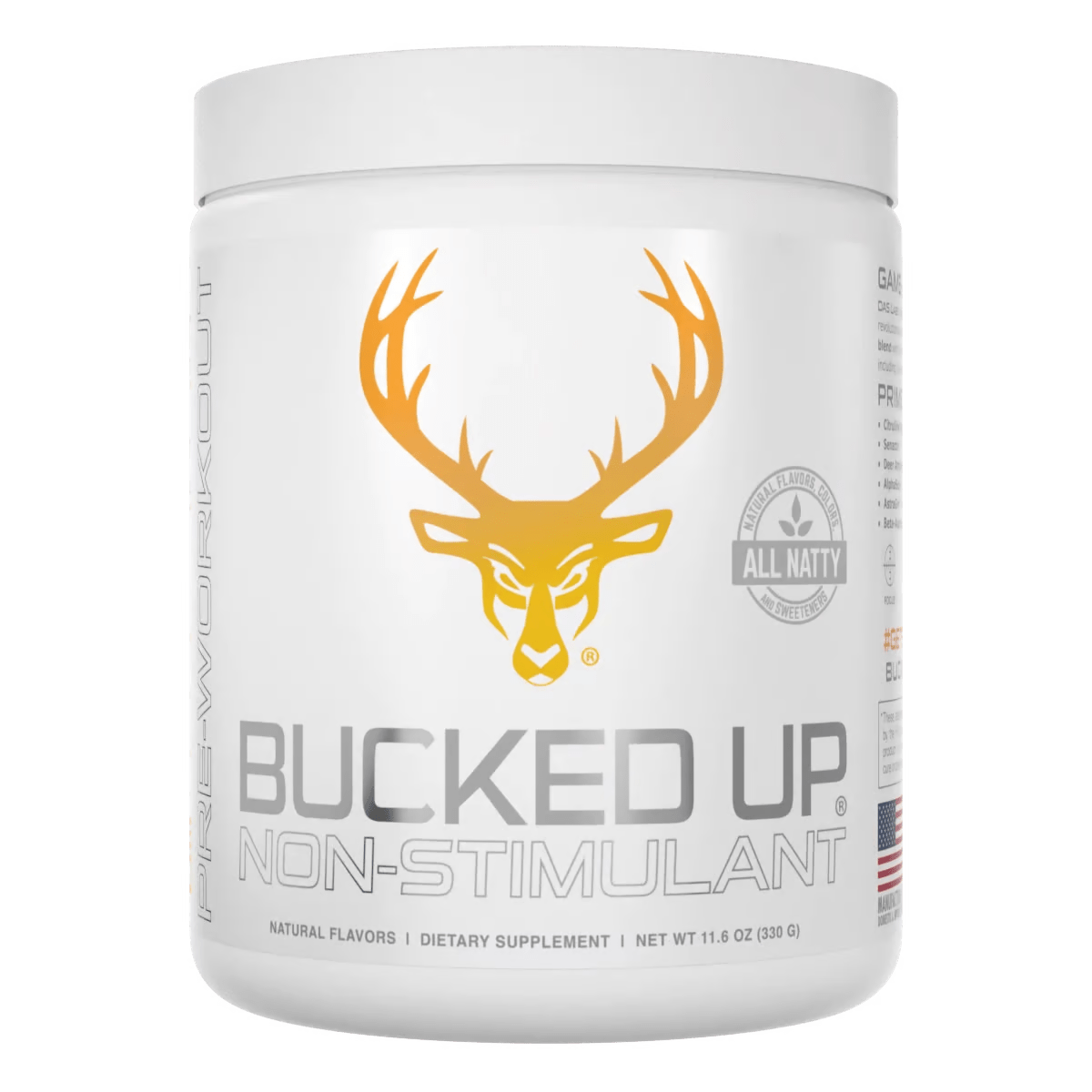 Bucked Up Non-Stimulant Pre-Workout Powder - Energy & Focus Booster for Gym, Fitness & Bodybuilding | Vegan & Caffeine-Free Formula