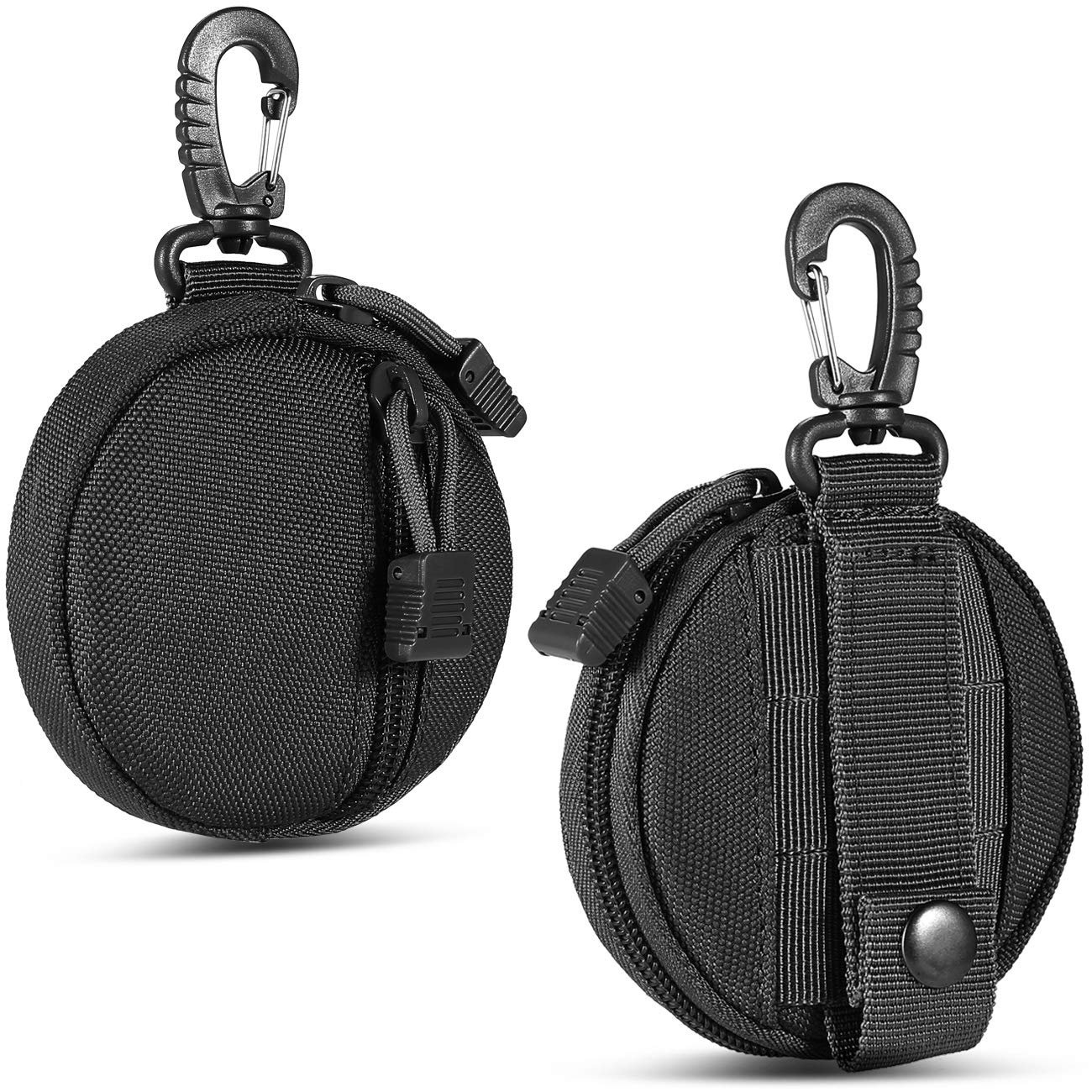 Upgraded Small MOLLE Pouch Accessories - 2PCS Tactical EDC Pouches for Military Gear, Keychain, Coin Purse, Wallet & Wireless Headset Storage (Black) - Perfect for Outdoor Adventures, Hiking & Everyday Carry Essentials