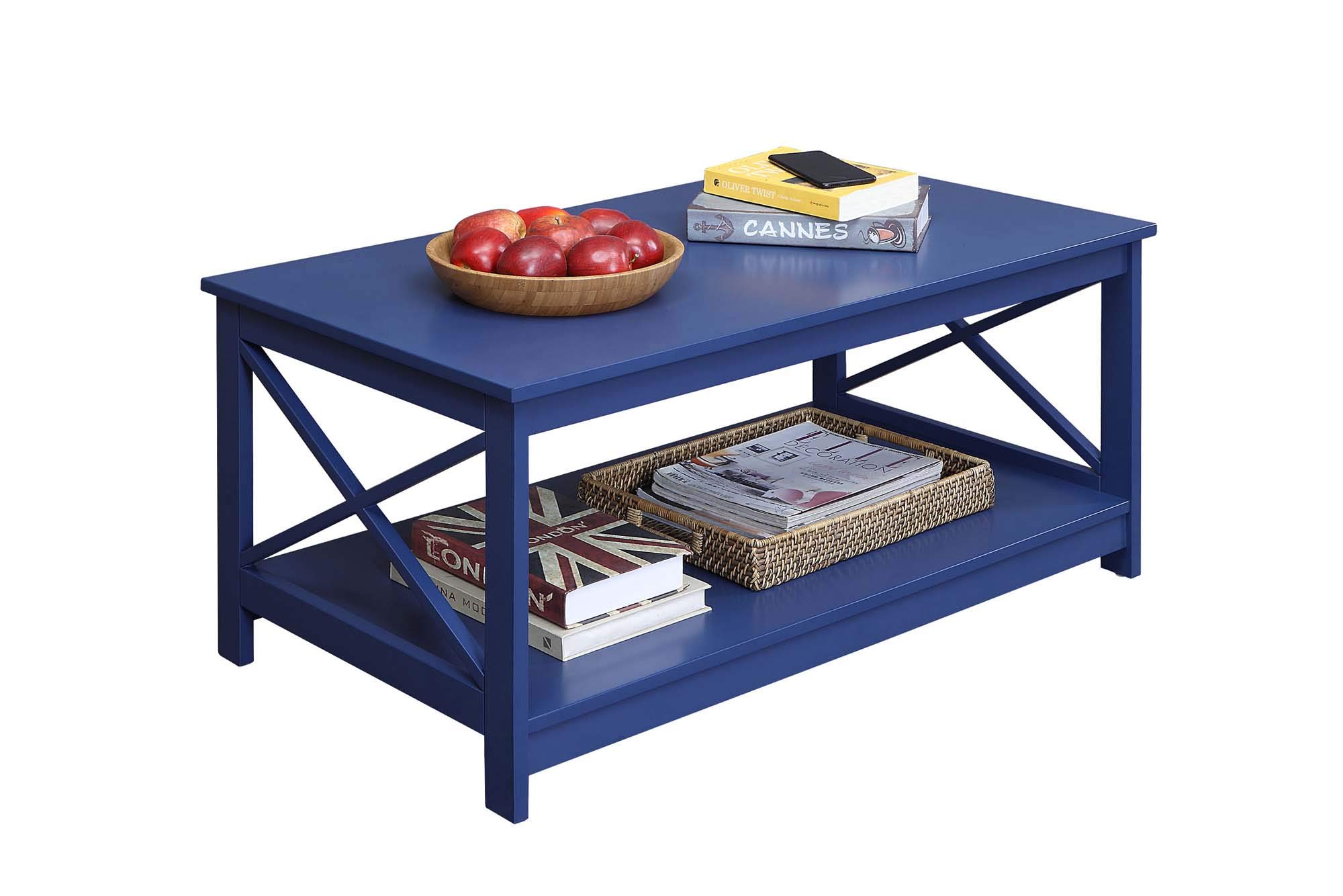 Oxford Coffee Table with Shelf - Modern Cobalt Blue Living Room Furniture for Small Spaces | Perfect for Apartments, Dorms & Home Decor