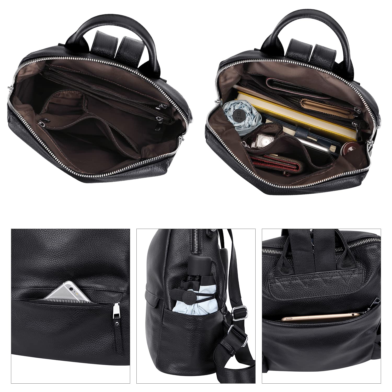 Premium Genuine Leather Backpack for Women - Stylish & Durable Shoulder Bag Purse - Perfect for Work, Travel & Daily Commute