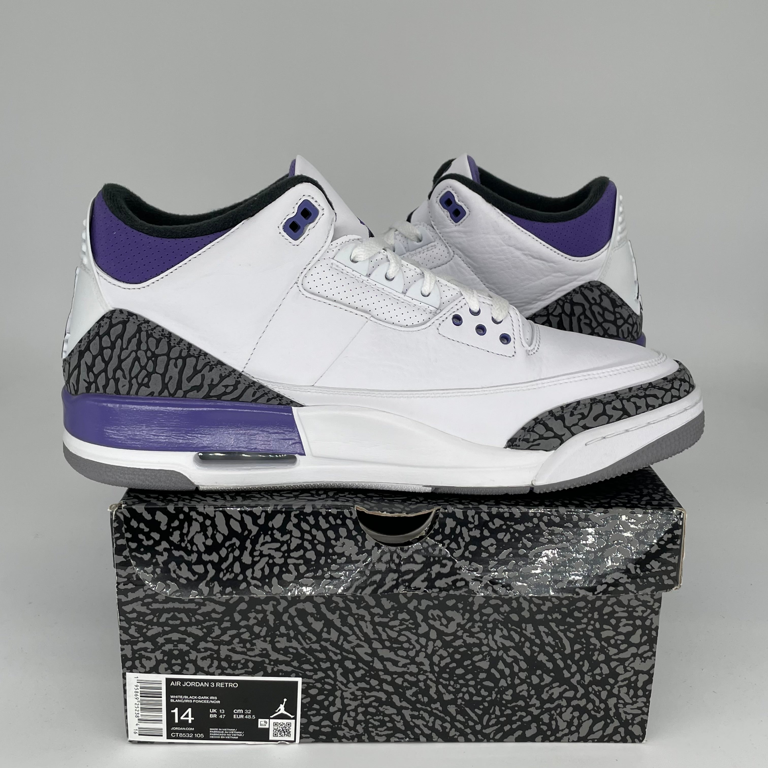 AIR JORDAN 3 DARK IRIS Men's Basketball Shoes - Size 14 (CT8532-105) - Retro Sneakers for Sports, Casual Wear & Street Style