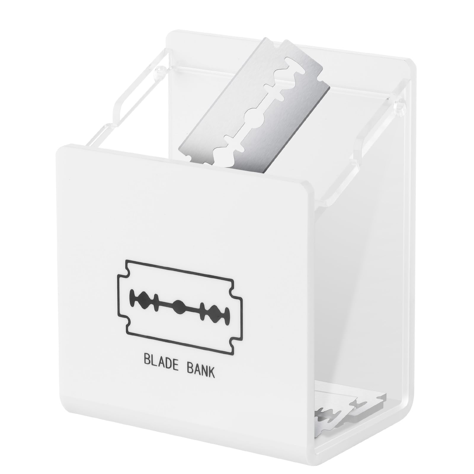 Beautyflier Wall Mount Razor Blade Disposal Container - Safe Storage Bank for Double Edge Razor Blades | Home & Professional Salon Use | Perfect for Bathroom, Barber Shop, and Personal Grooming Safety