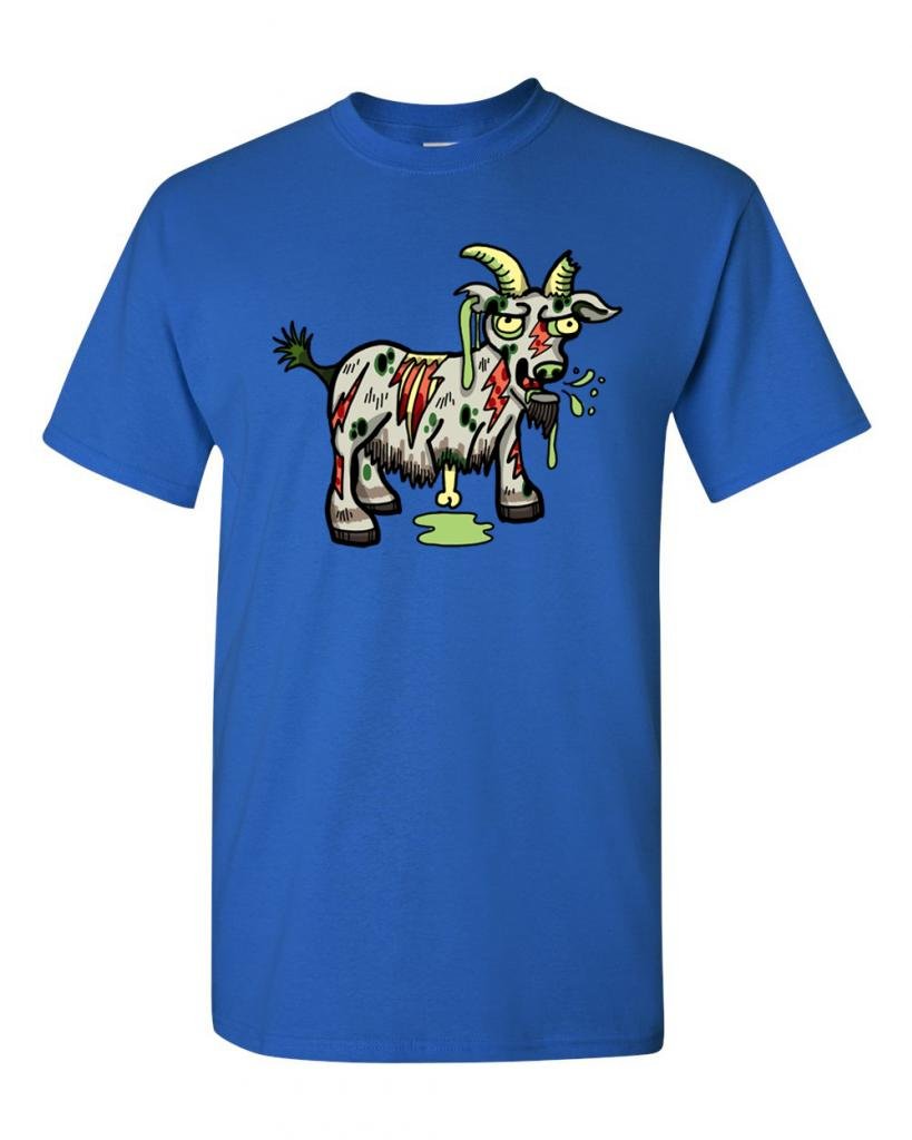 Zombie Goat Undead Animals Graphic T-Shirt for Adults - Cool Horror & Halloween Tee for Parties, Cosplay & Casual Wear