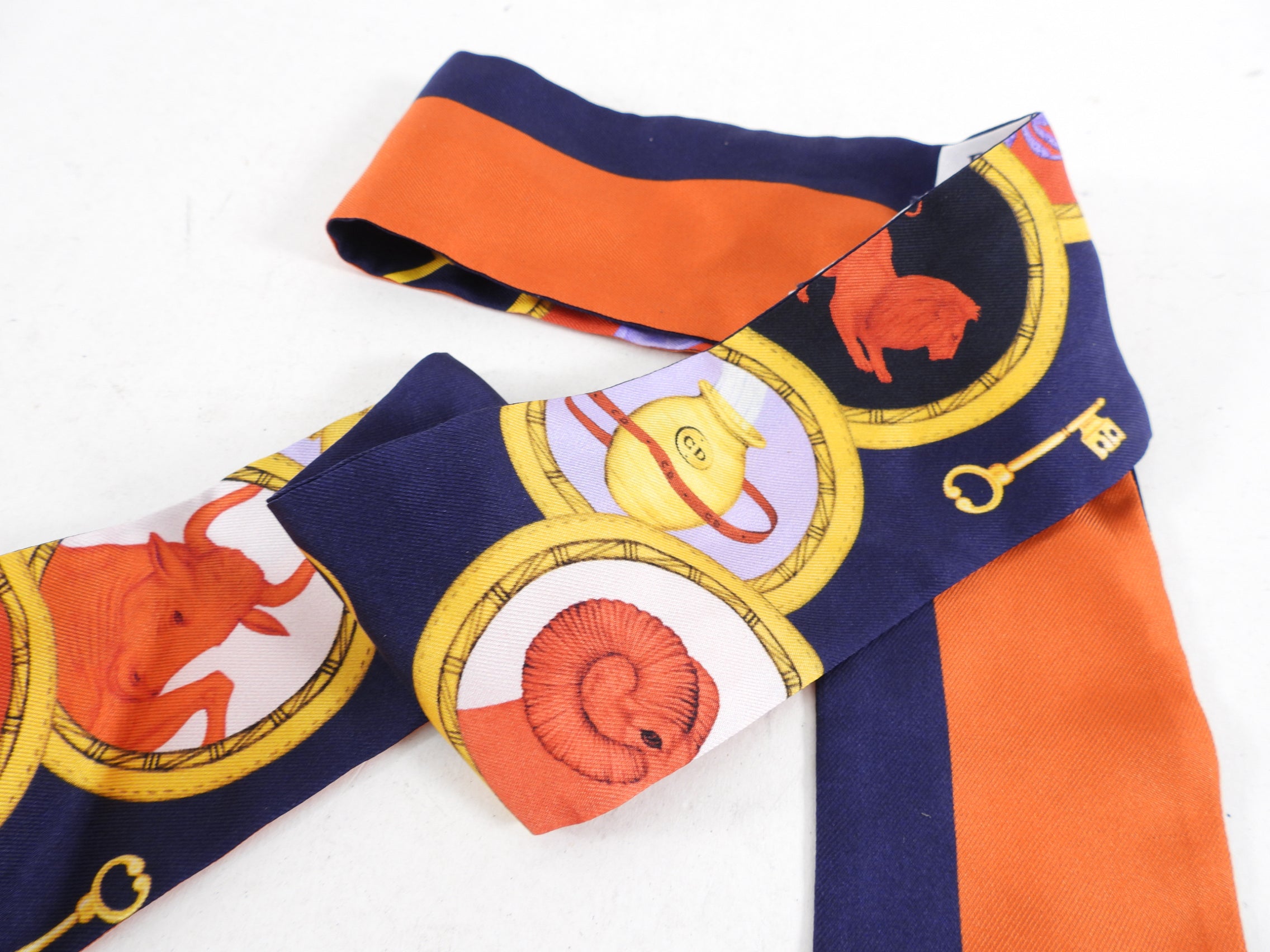 Dior Astrologie Navy and Orange Silk Twilly Scarf - Luxury Fashion Accessory for Women, Perfect for Handbags, Hair & Neck - Elegant Gift for Birthday, Anniversary & Special Occasions
