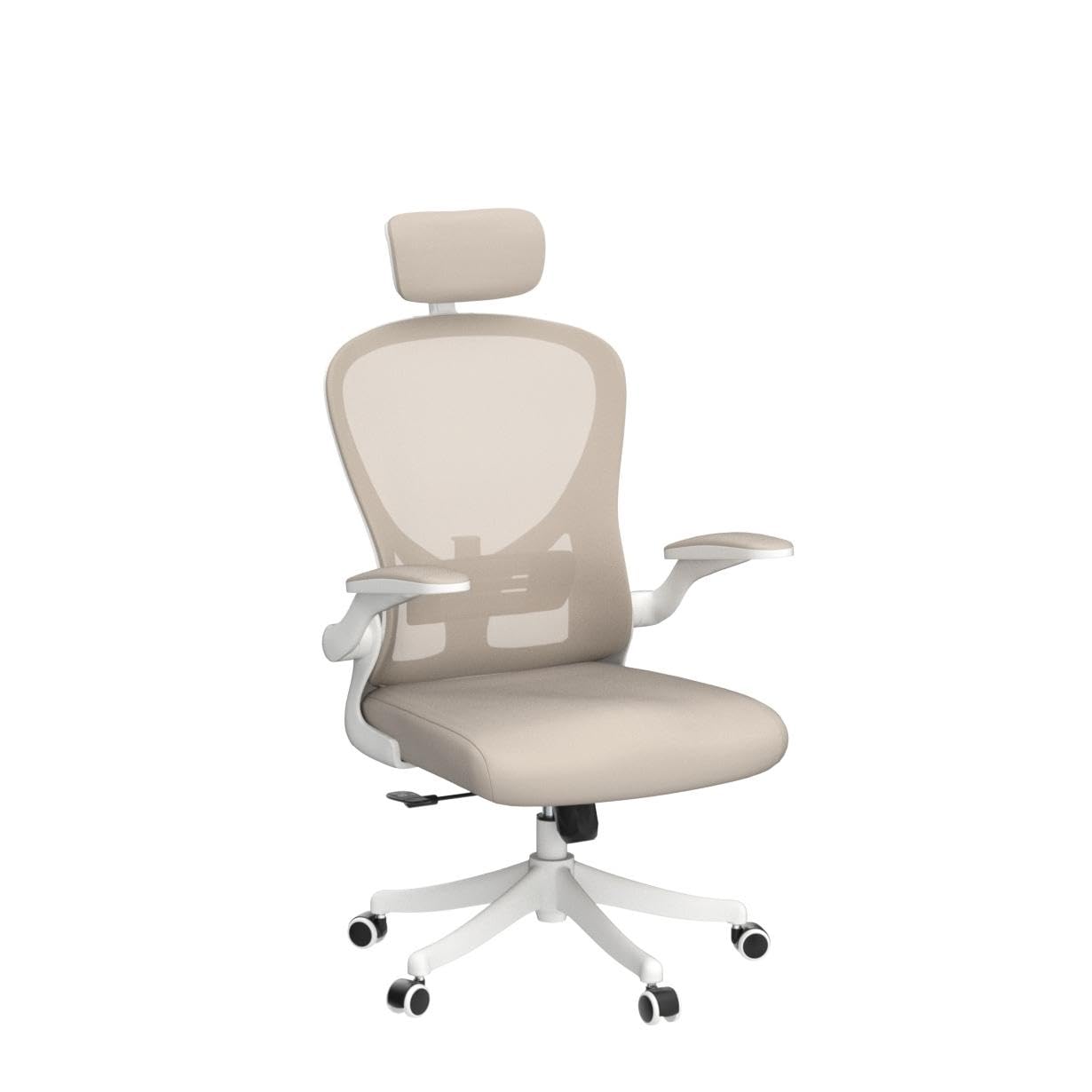 Ergonomic Office Chair with Lumbar Support & Thickened Cushion - Adjustable Headrest & Flip-Up Armrests - Rolling Desk Chair for Home & Office - Perfect for Long Work Hours & Gaming Sessions (Khaki)