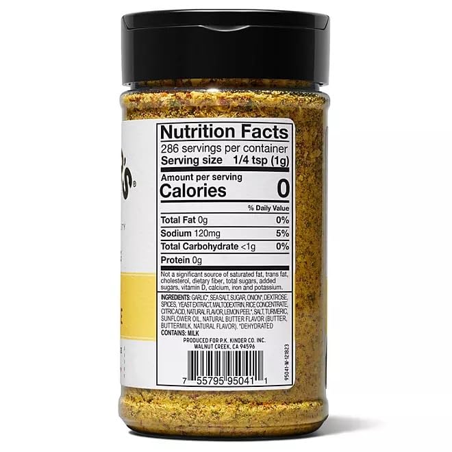 Kinders Lemon Butter & Garlic Seasoning - 9.25 oz Bottle with Dual Opening Lid for Easy Measuring & Sprinkling | Perfect for Grilling, Roasting & Seasoning Chicken, Fish & Vegetables | Made by Explorador