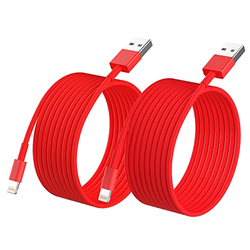 Apple MFi Certified iPhone Charger - 2 Pack 6ft Fast Charging Lightning Cable for iPhone 12/11 Pro/XS MAX/XR/8/7/6s/6/5S/SE & iPad - Durable Long Charging Cord (Red) - Perfect for Home, Office, Travel & Car Charging