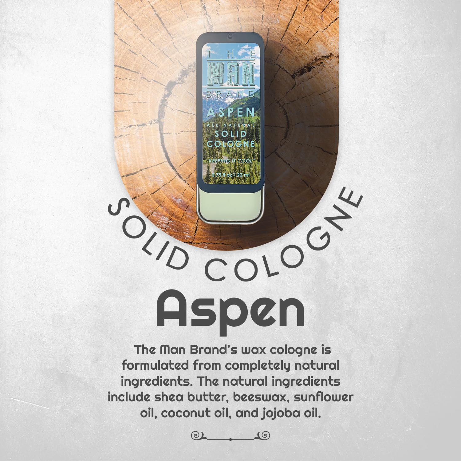 Aspen Solid Cologne for Men 0.75 oz - Natural Wax Cologne with Long-Lasting Fragrance - Travel Size Cologne for Men - 3/4 Ounce (Pack of 1) - Perfect for Travel, Gym & Everyday Use