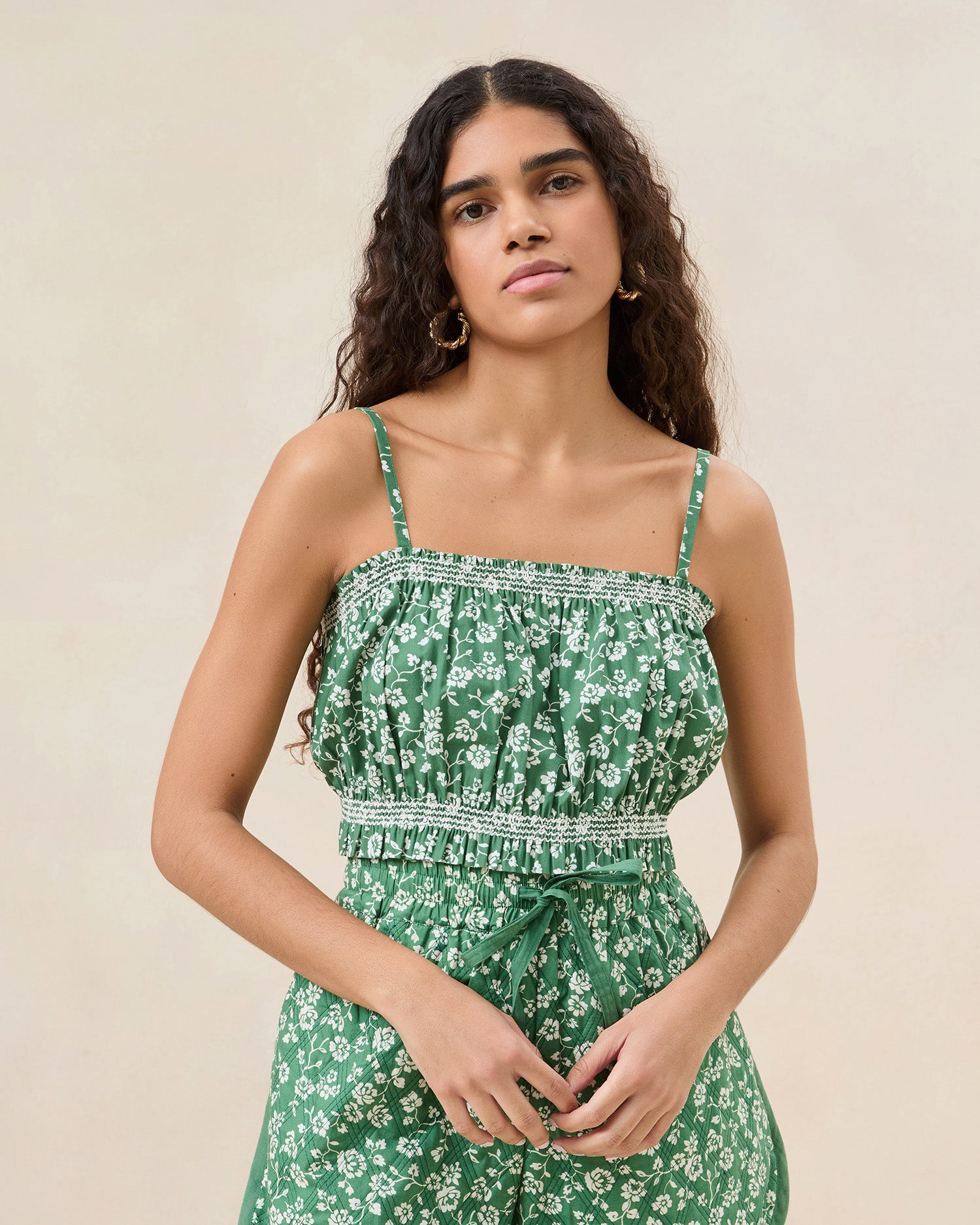 Green/Cream Floral