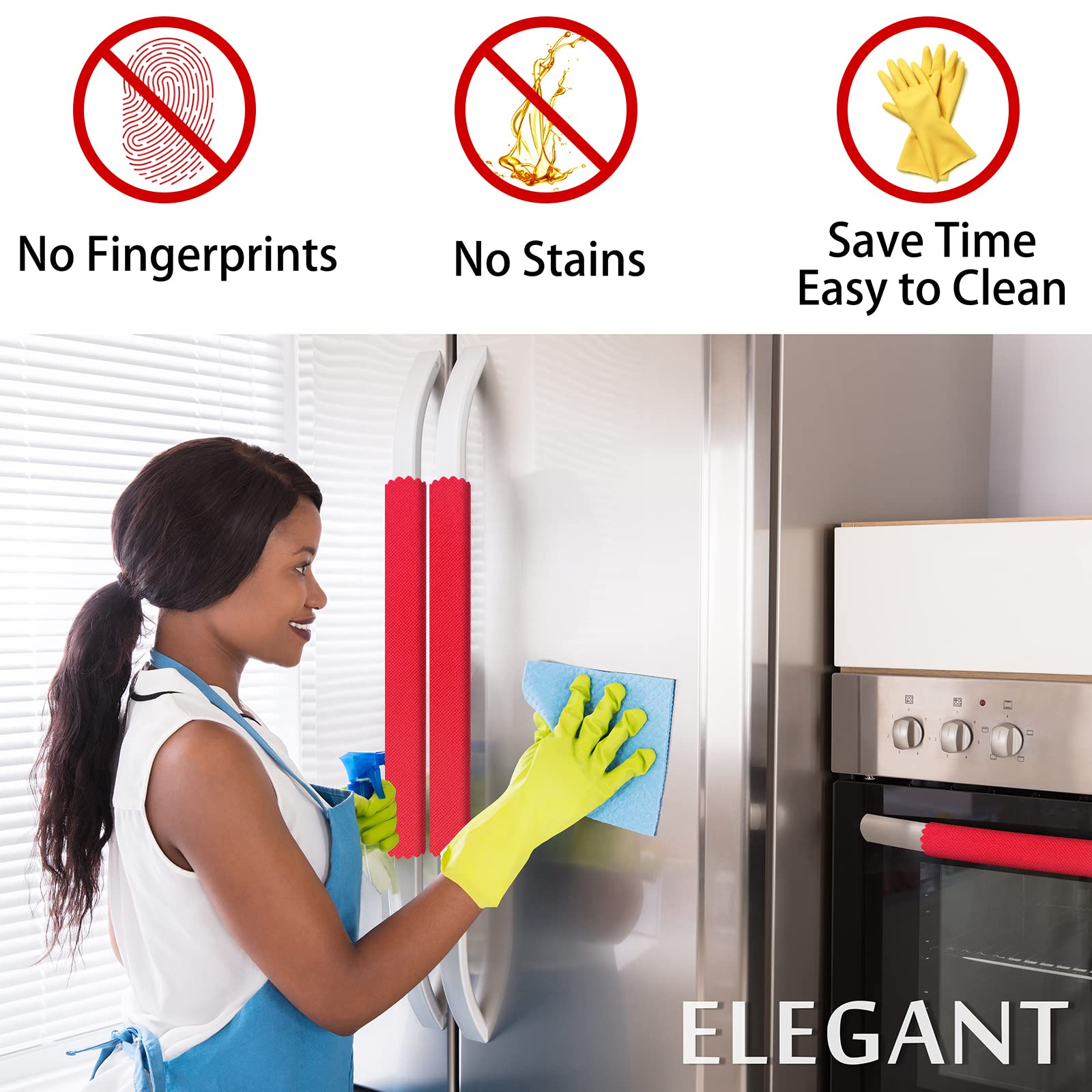 6-Pack Refrigerator & Microwave Handle Covers - Anti-Smudge, Drip & Stain Protection - Minimalist Design for Modern Kitchens - Keep Appliances Clean (Red) - Perfect for Busy Homes & Commercial Kitchens