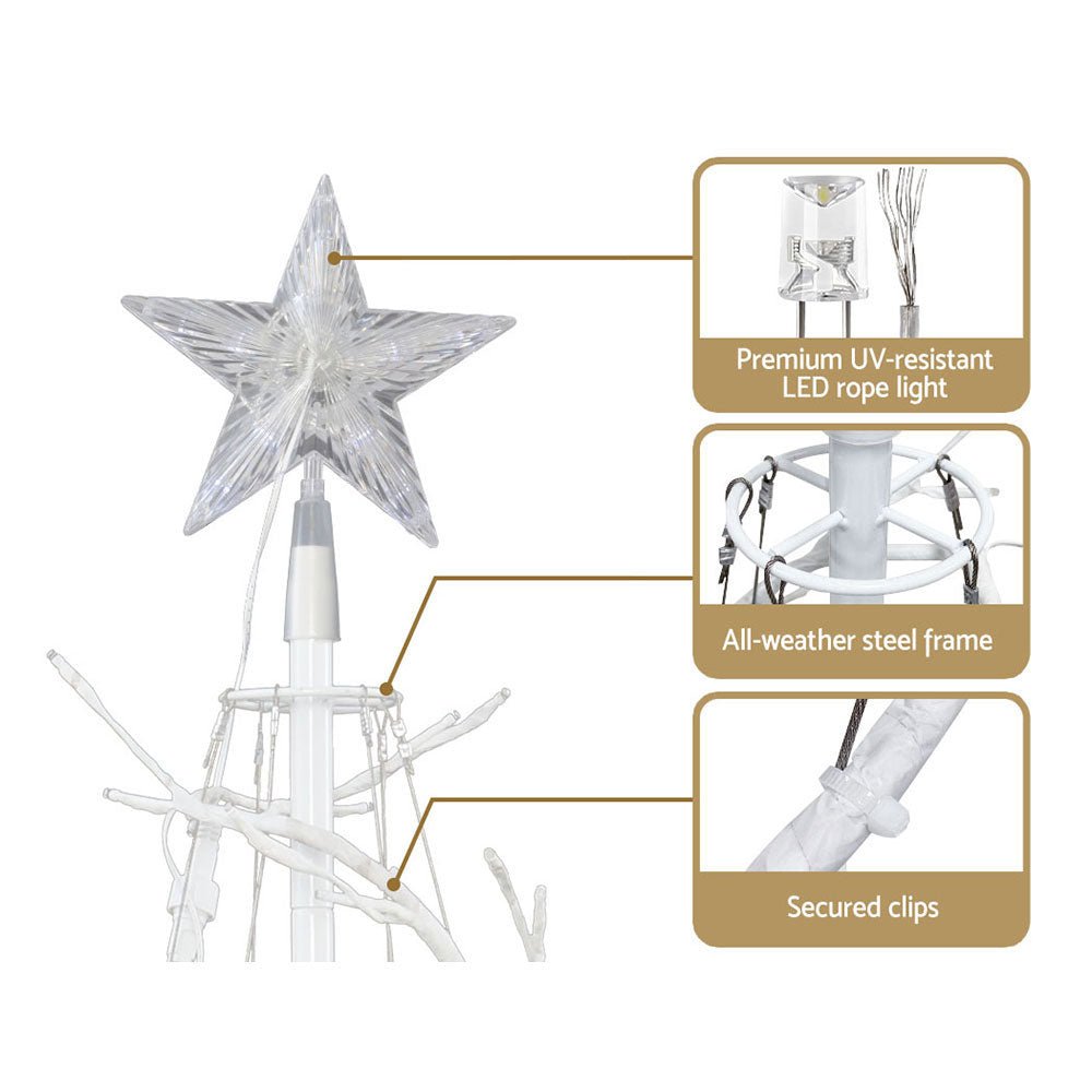 1.8M Pre-Lit Christmas Tree with 320 LED Cold White Lights & Fiber Optic Branches - Perfect for Home, Office, and Holiday Decorations