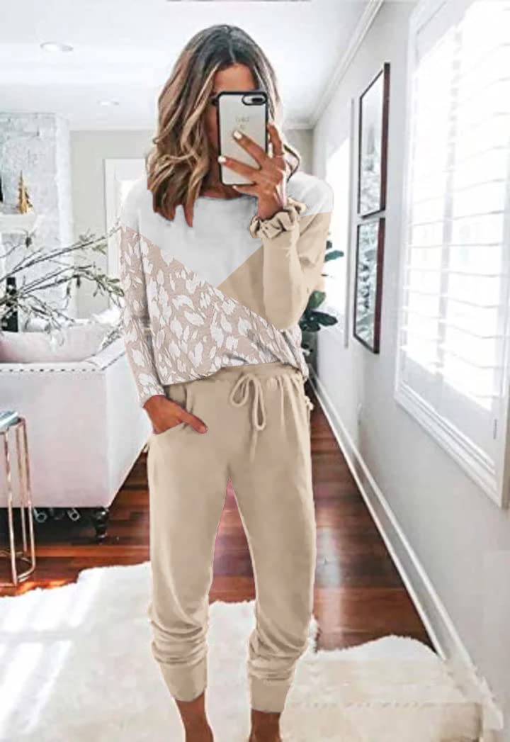 ETCYY Women's 2-Piece Lounge Set - Long Sleeve Sweatshirt & Pants Comfy Workout Tracksuit for Yoga, Running, Home Relaxation & Casual Wear