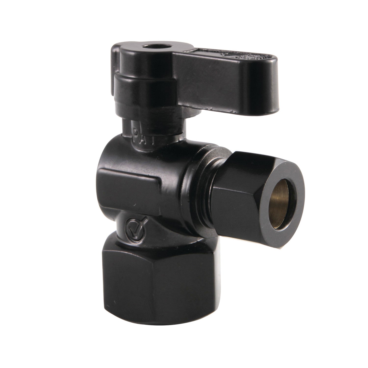 Baseline KF4310MB 1/2 Inch FIP x 3/8 Inch O.D. Quarter-Turn Angle Shut Off Valve in Matte Black - Perfect for Plumbing, Water Supply Lines & Appliance Connections