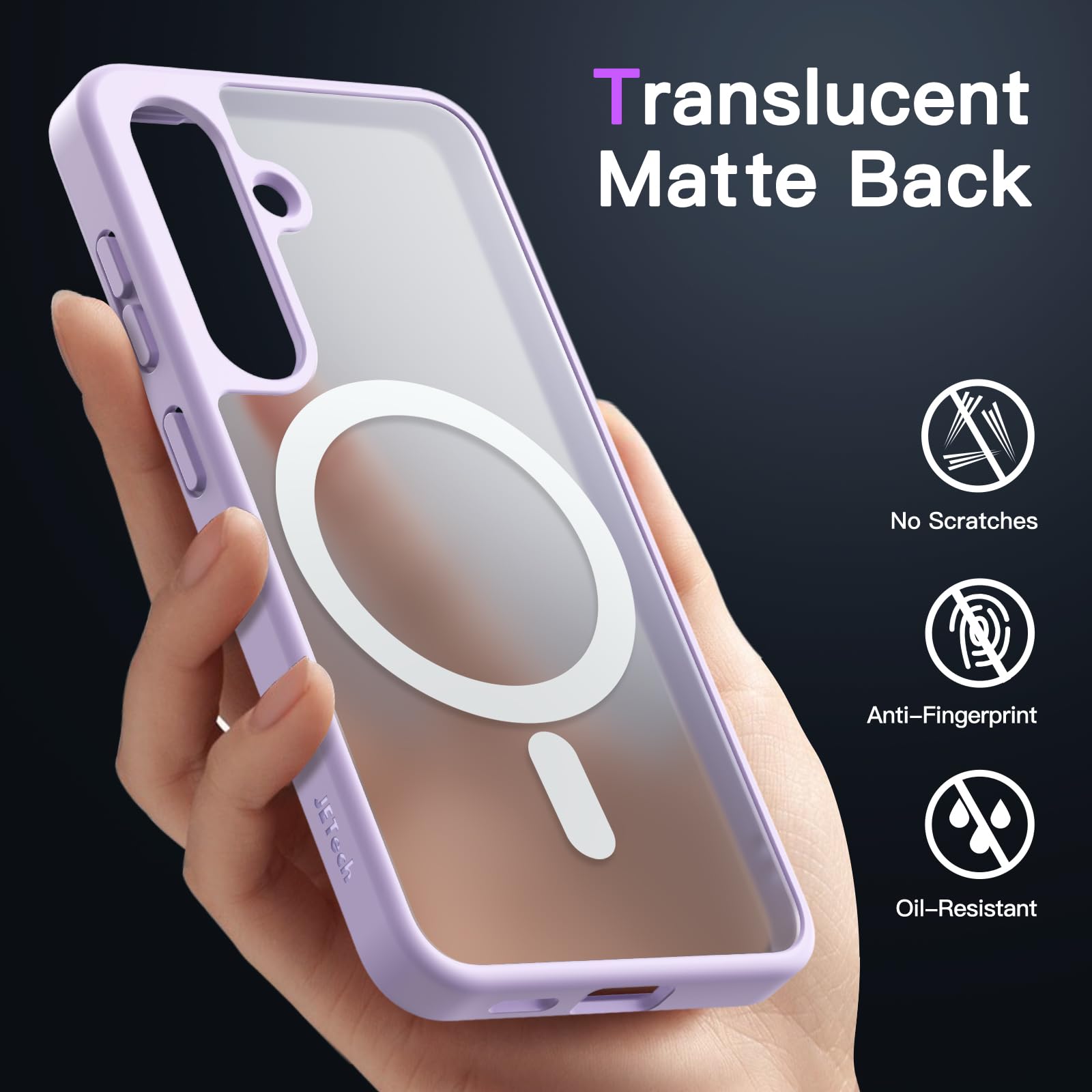 JETech Magnetic Case for Samsung Galaxy S24+ / S24 Plus 5G - MagSafe Compatible, Translucent Matte Back Shockproof Phone Cover (Lilac) - Perfect for Work, Travel & Everyday Protection