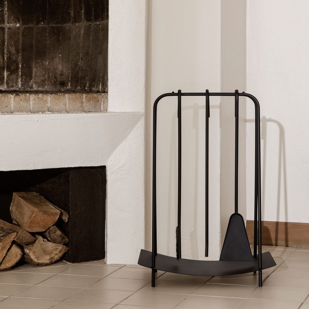 FERM LIVING Black Port Fireplace Tools Set - Modern Fireplace Accessories for Home & Outdoor Use