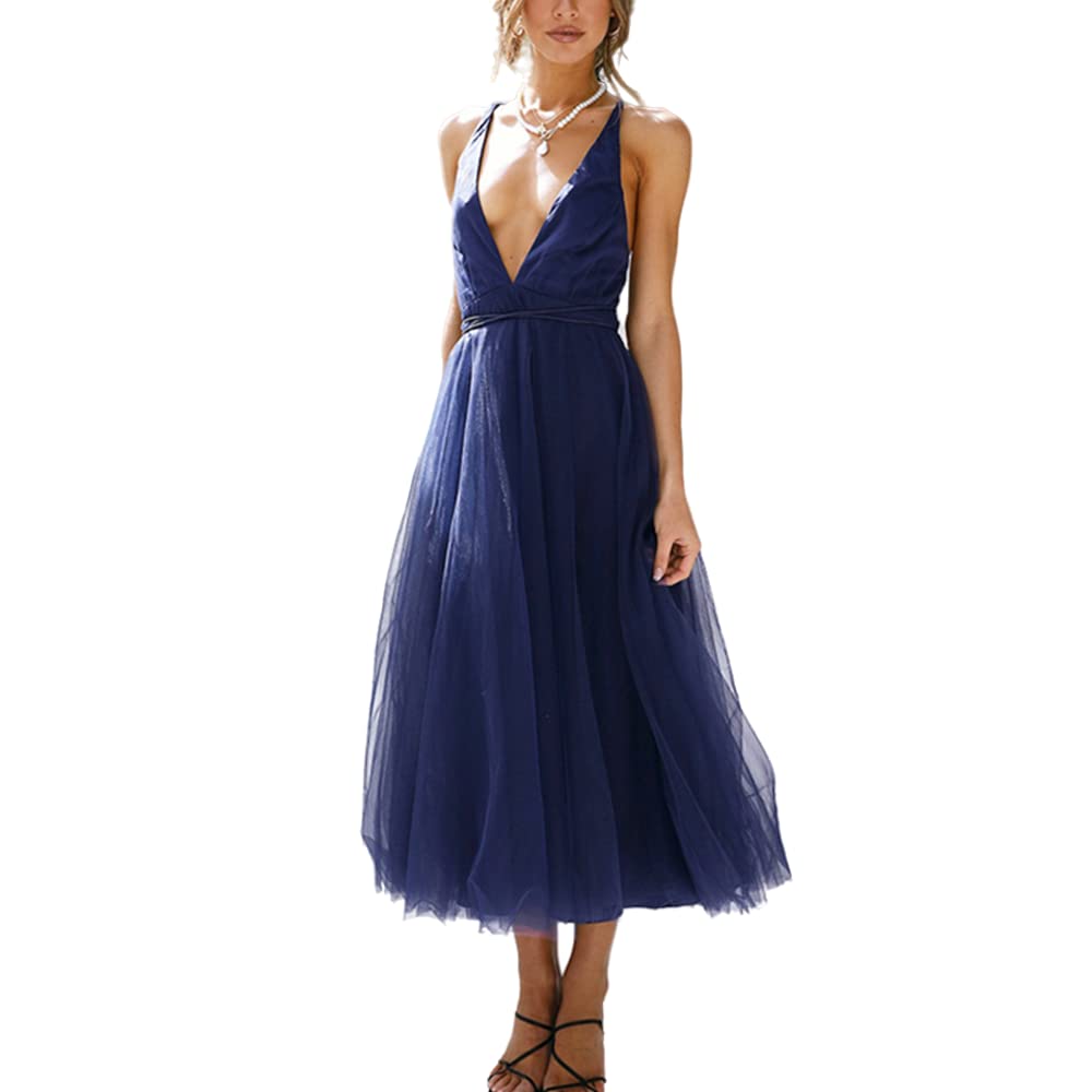 Sexy Summer Dresses for Women - Flowy Slip Deep V Neck Cocktail Dress | Elegant Bridesmaid & Party Dress | Perfect for Beach Vacations, Date Nights & Special Occasions