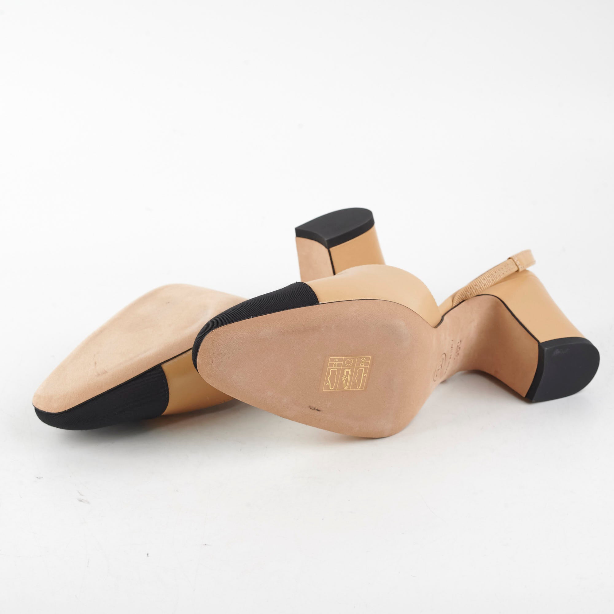 Chanel Beige Slingback Heels for Women - Size 36 US (5.5 UK) - Classic Nude Pumps with Low Block Heel | Perfect for Office, Wedding & Special Occasions