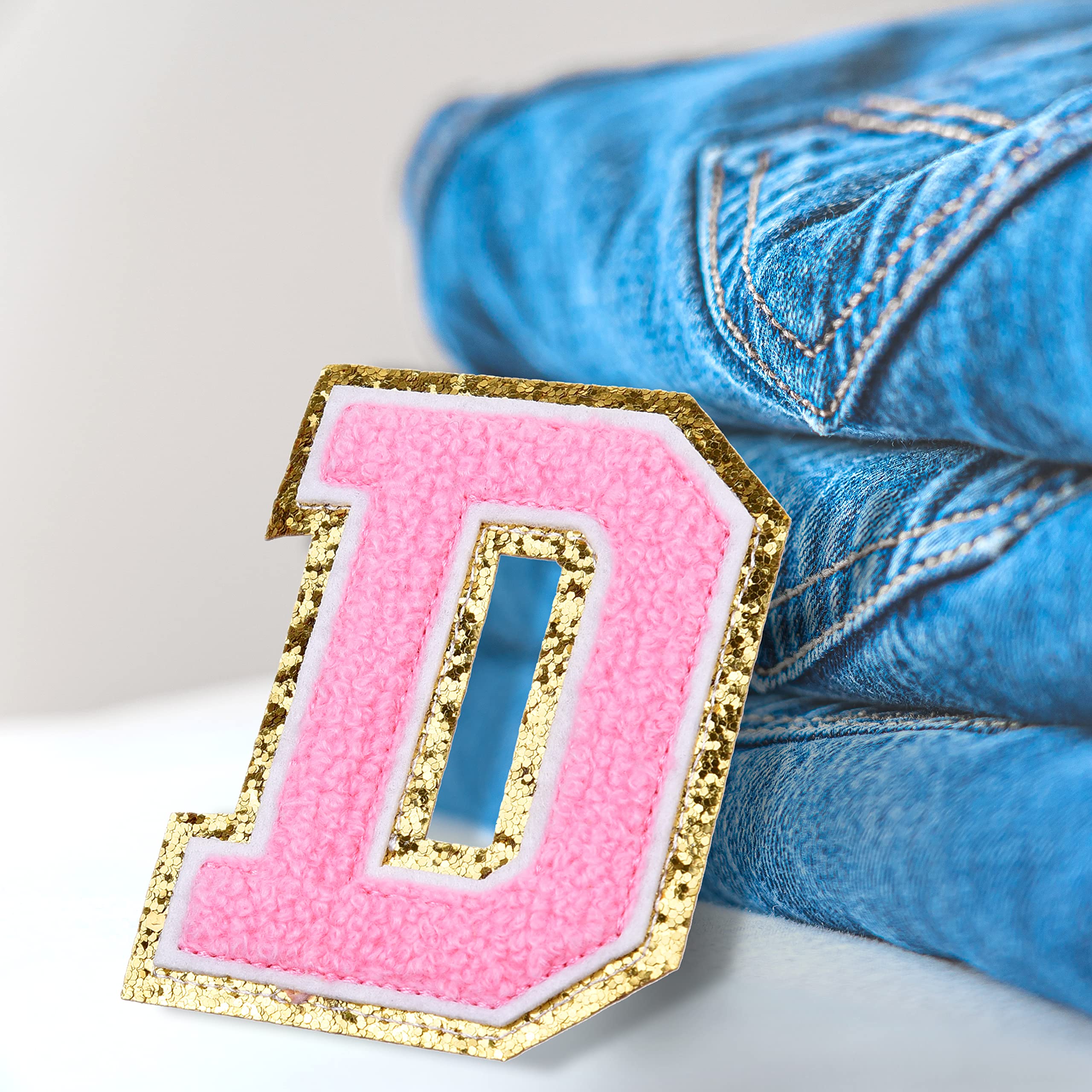 Kare & Kind Iron On Letter Patches - D Alphabet Chenille Embroidered Patches for Clothing, Shirts, Uniforms, Dresses, Jackets, Bags & Hats - DIY Sewing & Crafting Supplies - Perfect for Customizing Apparel, Accessories & Handmade Projects