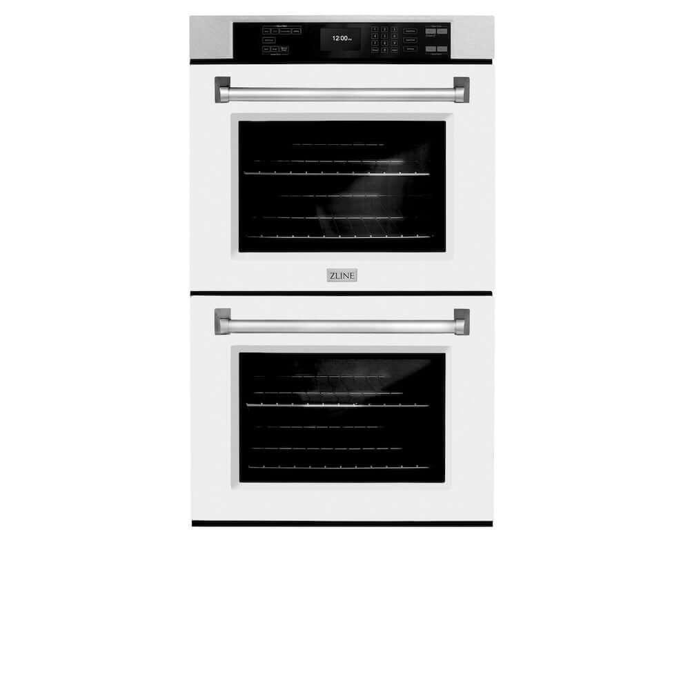ZLINE 30 Inch Professional True Convection Double Wall Oven with Air Fry & Self-Clean - Satin Stainless Steel with White Matte Doors (WADS WM 30) | Perfect for Home Chefs & Modern Kitchens | Baking, Roasting & Air Frying Made Easy