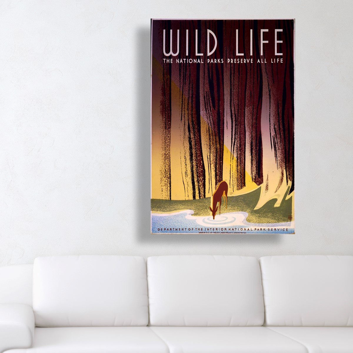 Oliver Gal Artist Co. 'Preserve America's Wildlife' Advertising Wall Art Canvas Print - 24x36 Inch Brown & Yellow Home Decor for Living Room, Office & Bedroom