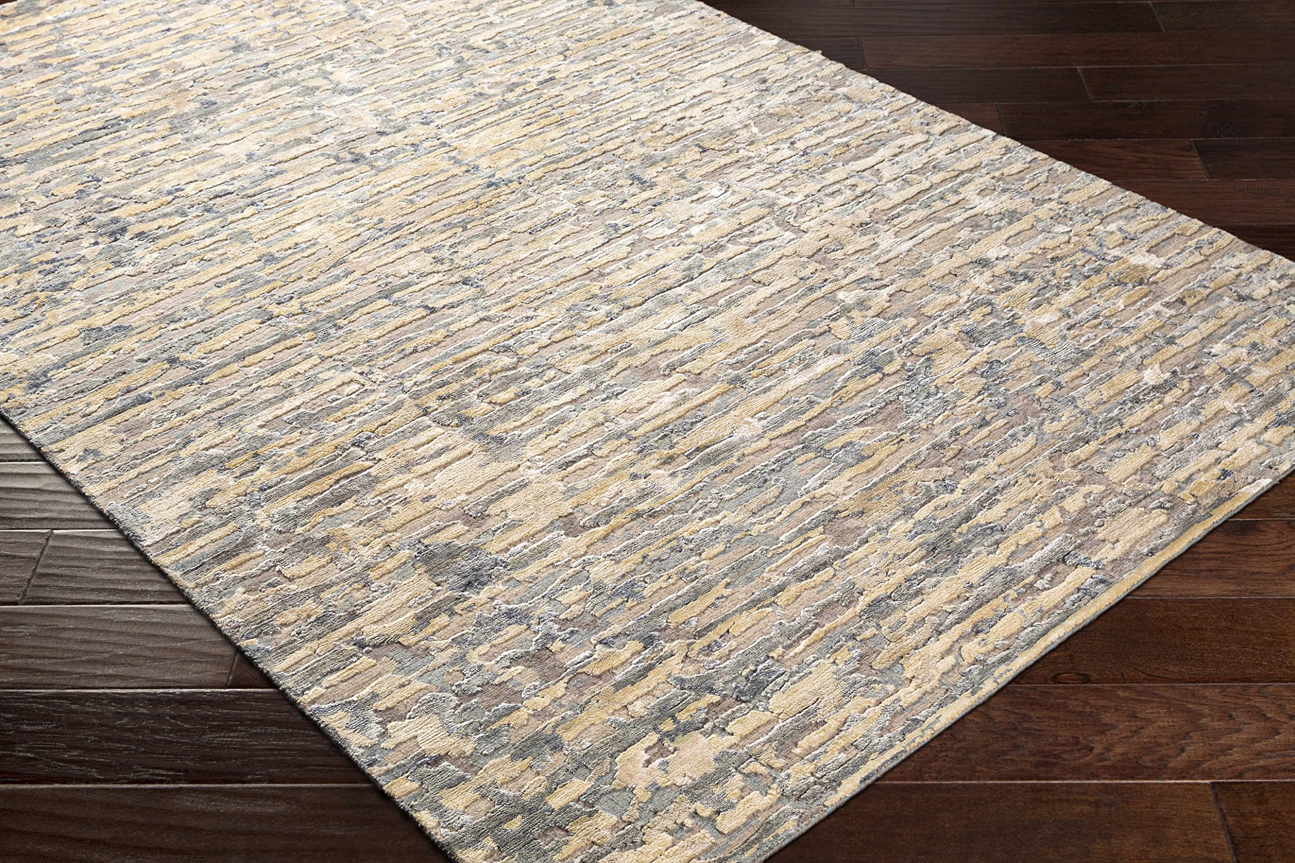 Hauteloom Lowdham Modern Area Rug for Living Room & Bedroom - Contemporary Design in Black, Medium Gray, Taupe - 2' x 3' - Soft & Durable for Home Decor, Office Spaces