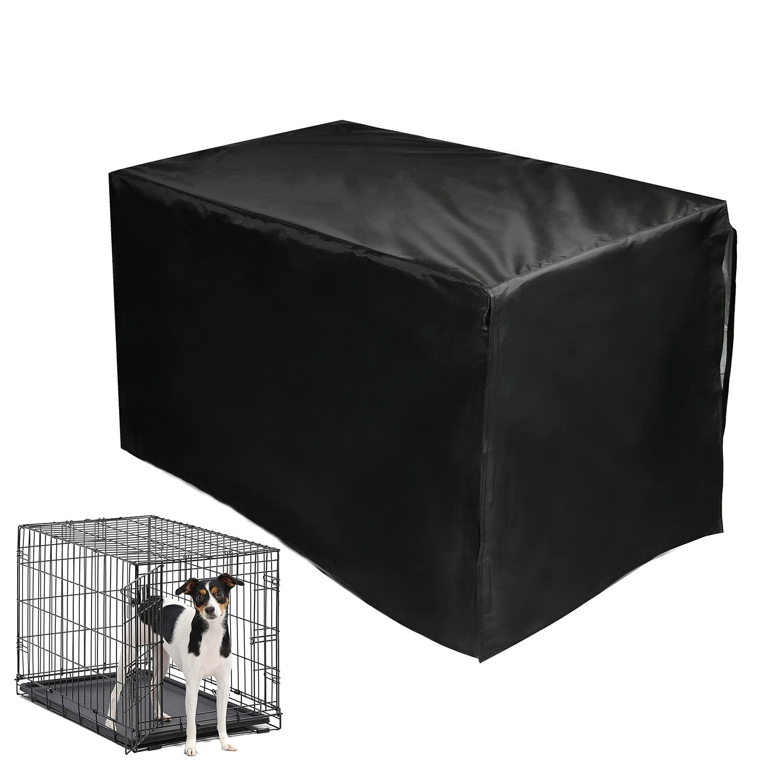 Heavy Duty Oxford Fabric Dog Crate Cover for 36/42/48 Inch Double Door Wire Kennels - Pet Kennel Cover Only (Crate Not Included), Black - Perfect for Large Dogs, Home & Travel Use