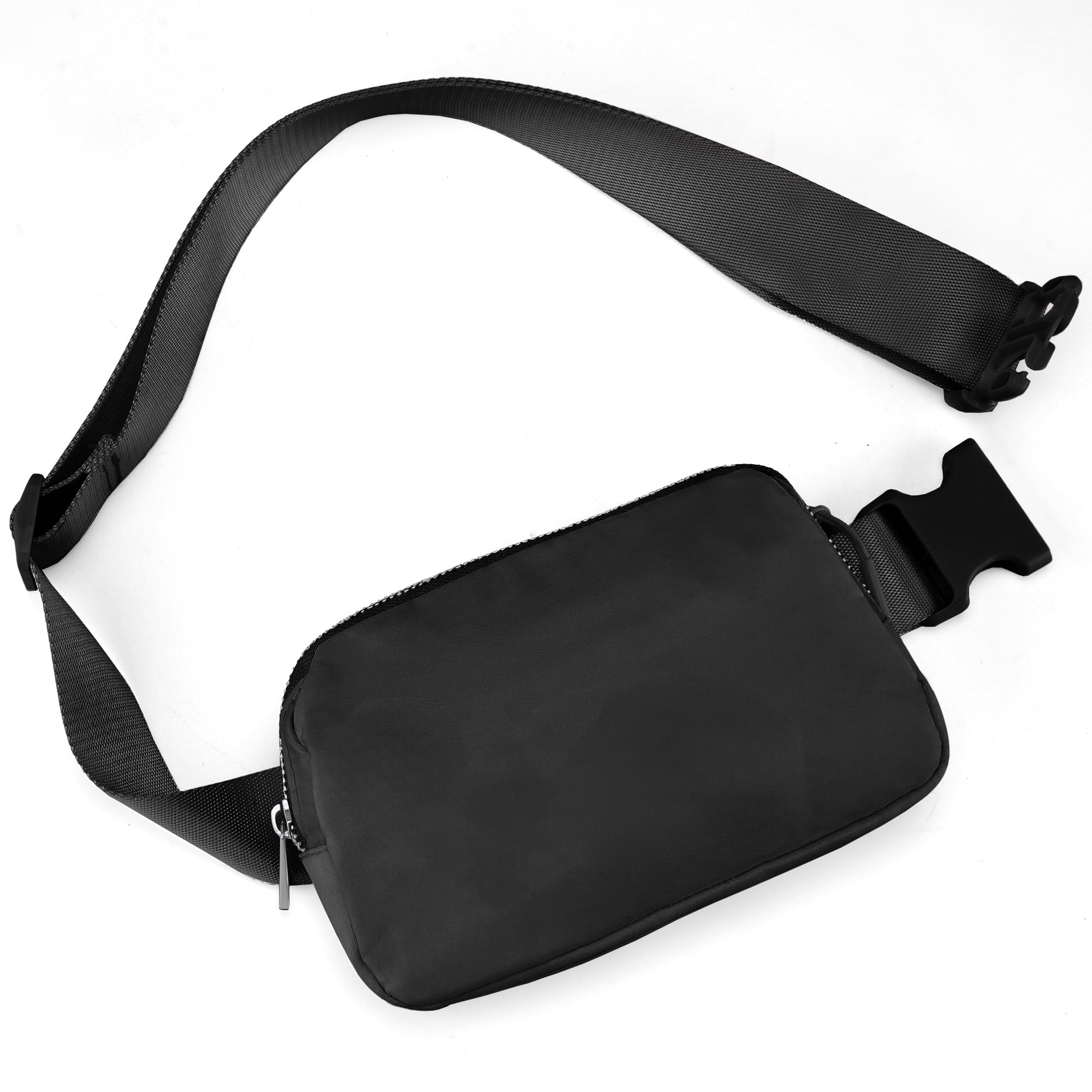 JSJ Mini Black Fanny Pack for Women & Men - Trendy Crossbody Belt Bag for Everyday Use | Valentine's Day Gift for Her, Daughter, Sister & Teens | Perfect for Travel, Gym, Running & Shopping (Black)