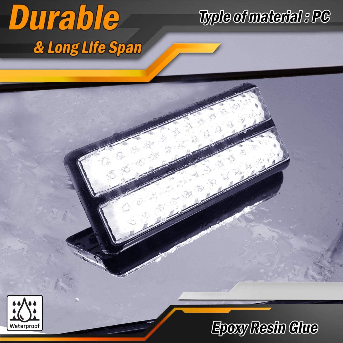 Meerkatt 8 Inch Smoked Lens White Light Clearance Lamp – Sealed Reverse Backup Tail Lights – 12V DC Replacement for Trailers, Yachts & Tractors – Durable & Weatherproof for Marine & Off-Road Use