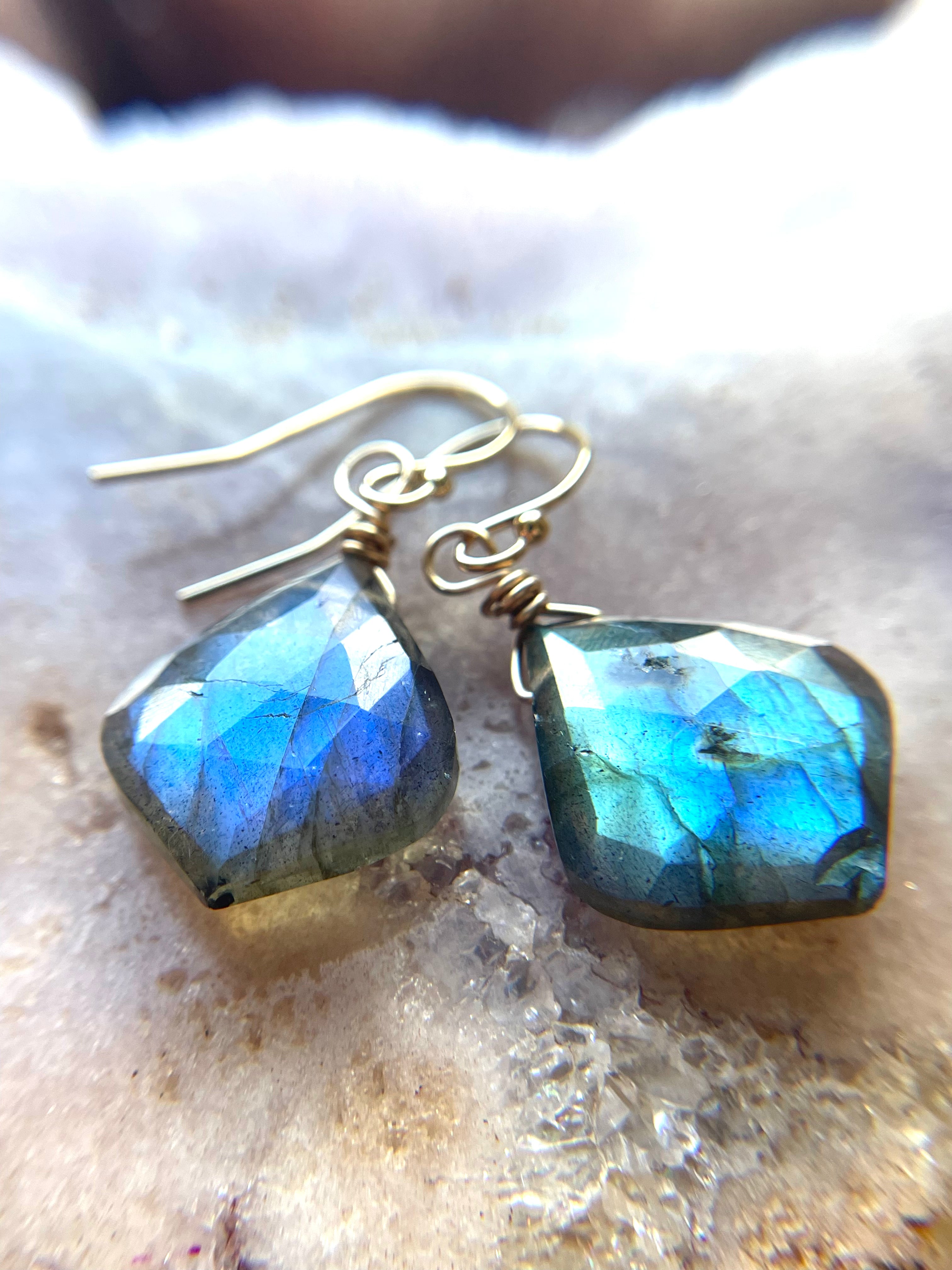 Labradorite Dangle Earrings for Women - Gold & Silver Boho Drop Earrings - Perfect for Bridal, Wedding, Boho Chic & Everyday Wear