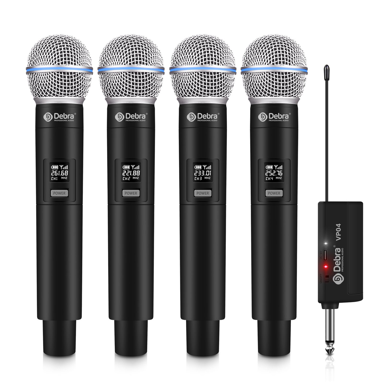 **Debra VP-04 Wireless Microphone System - Dual Cordless Dynamic Handheld Mic with Rechargeable Receiver, 200ft Range - Perfect for Karaoke, Wedding, DJ, Party, Speech, Church & Classroom Use**