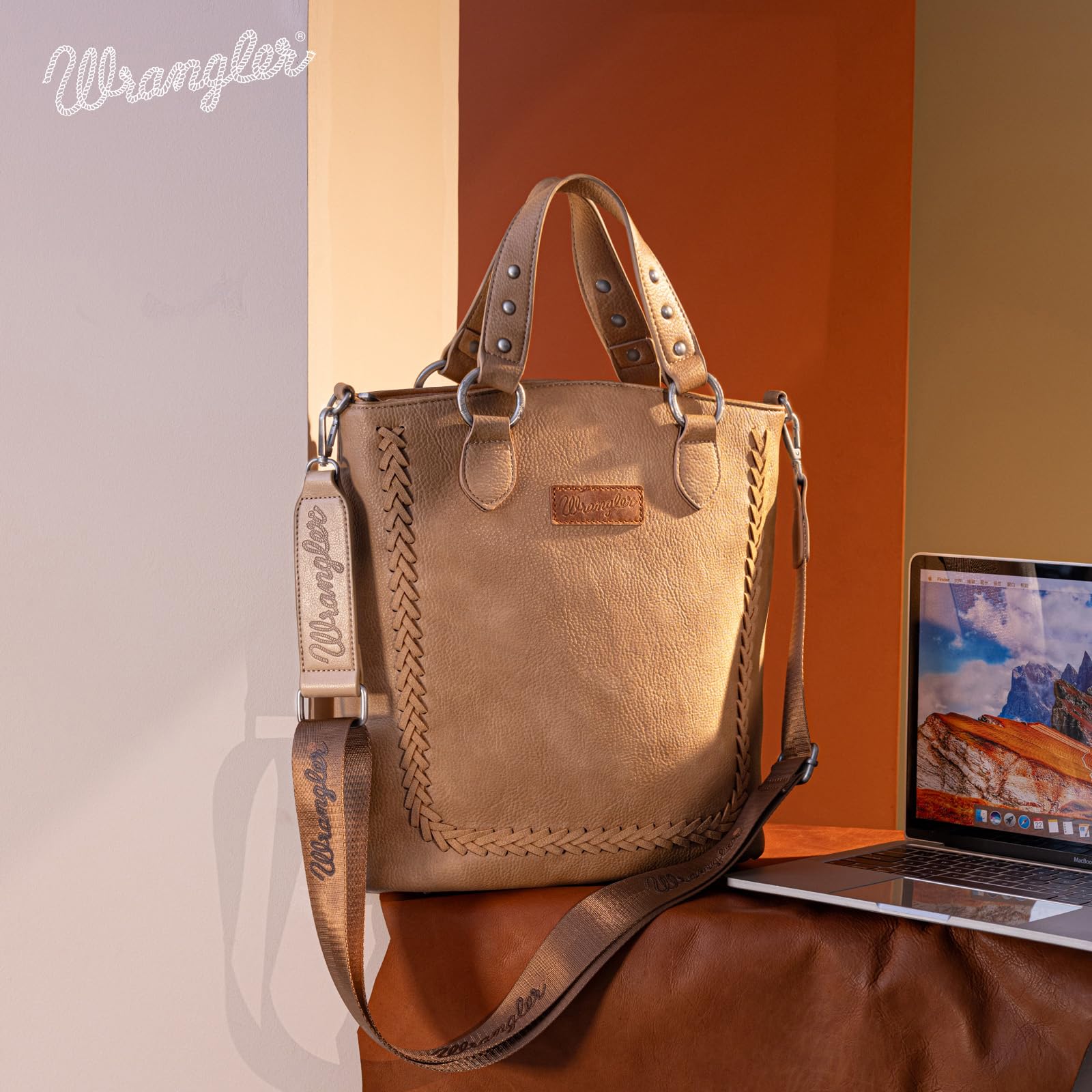 Wrangler Large Tote Bag for Women - Western Designer Crossbody Purse - Stylish & Spacious Handbag for Work, Travel & Everyday Use