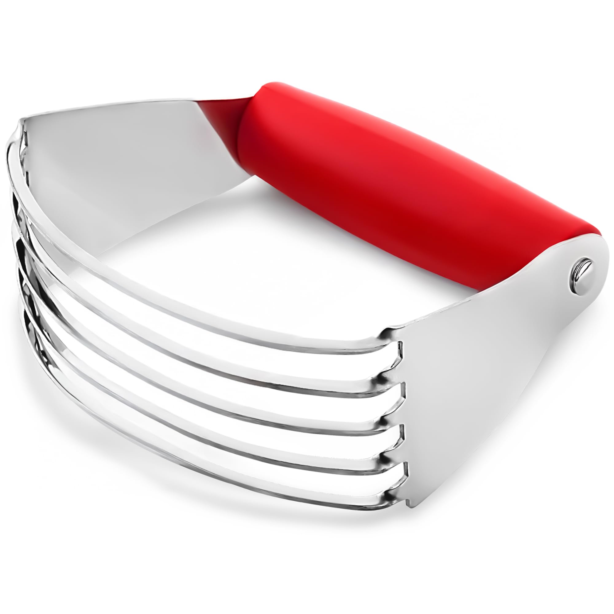 Zulay Kitchen Professional Stainless Steel Dough Blender - Heavy Duty Pastry Cutter with Sharp Blades for Baking Pies, Cookies & Biscuits - Perfect Butter Cutter for Home Bakers (Red) - Ideal for Making Flaky Pastry, Pie Crusts & Homemade Cookies