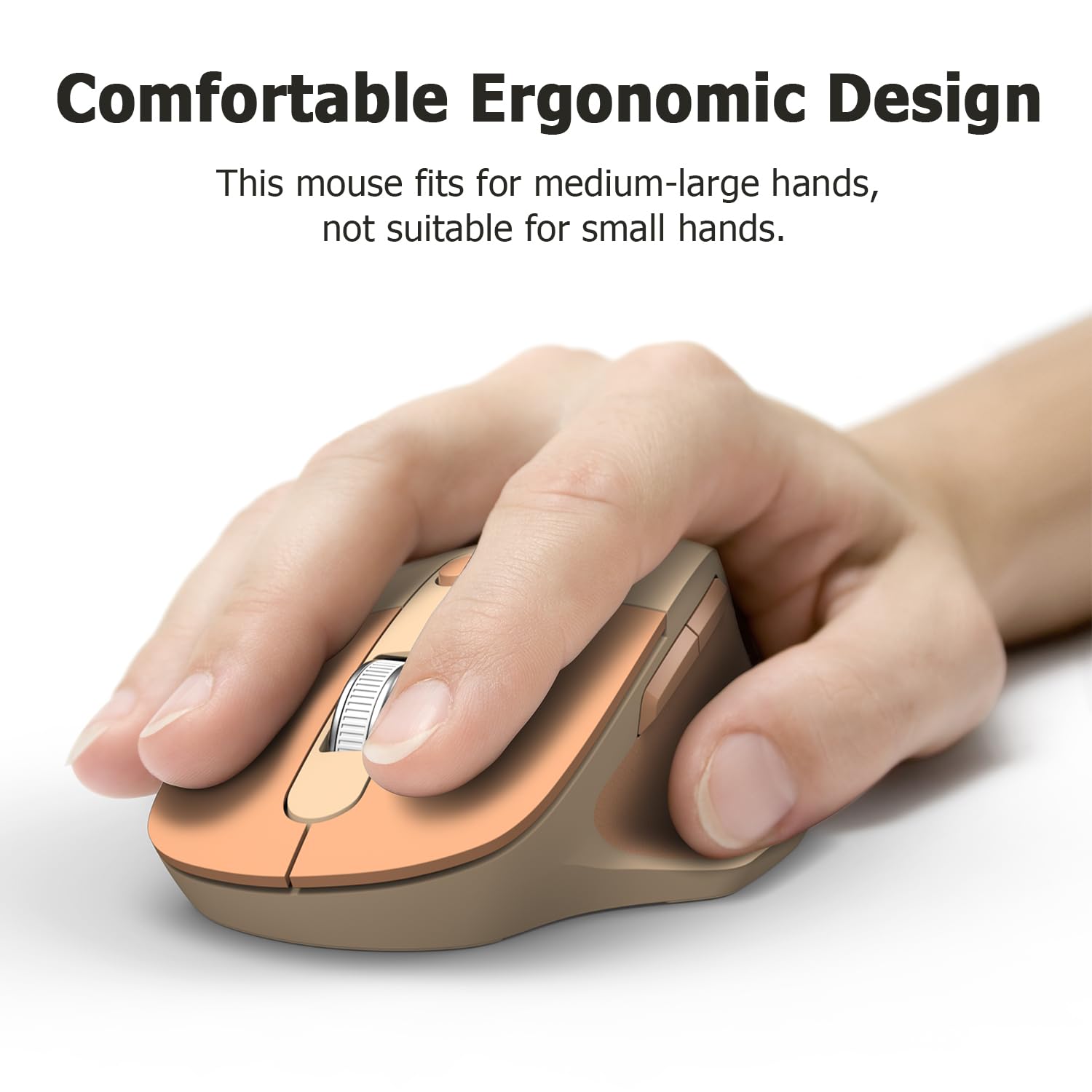 MOFII Ergonomic Wireless Mouse - Bluetooth Mouse with Silent Clicks, 5 Buttons, Multi-Device Connectivity for Windows, macOS, iPadOS - Comfortable for Office, Home & Travel Use (Cream)