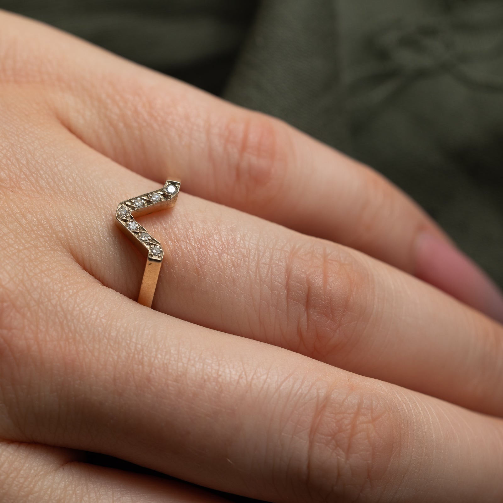 0.07ctw Diamond Chevron Ring for Women - Size 7.25 | Elegant Stackable Wedding Band, Anniversary Gift & Everyday Jewelry