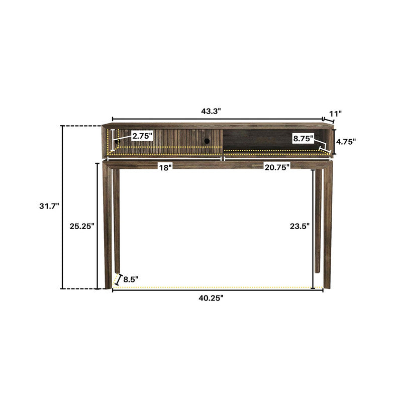 Modern Borgergade 43.5 Sofa Table - Solid Wood Chestnut Finish - Perfect for Living Room, Entryway, or Behind Couch Decor